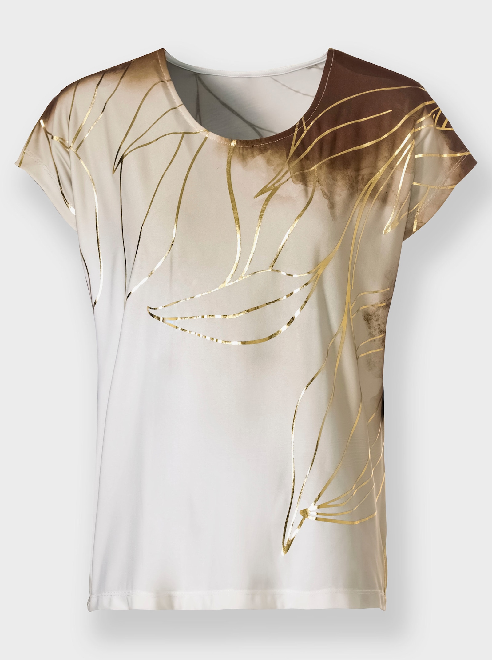 Print-Shirt mit Foliendruck - sand-goldfarben-bedruckt