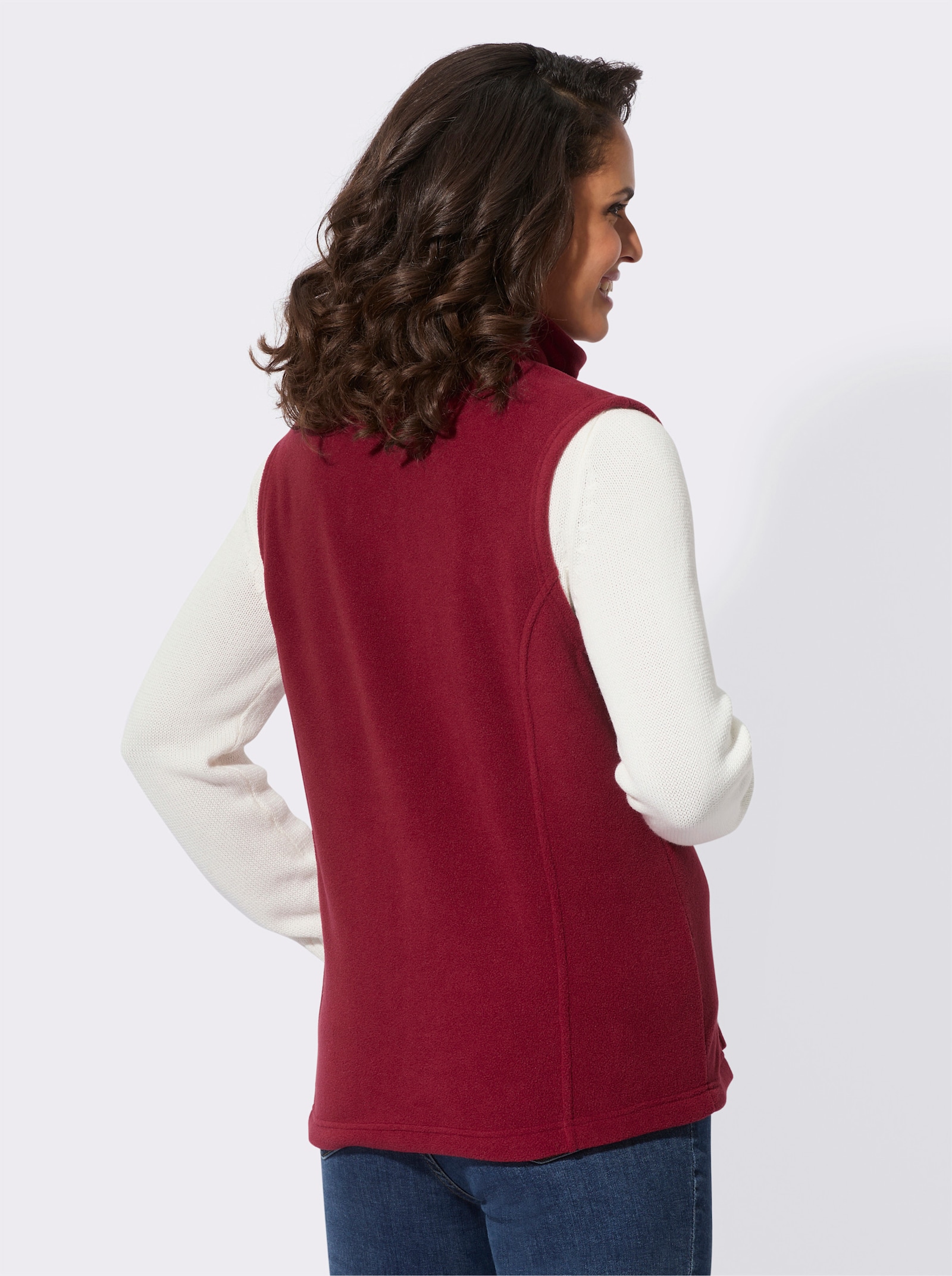 Fleecegilet met korte ritssluiting - donkerrood