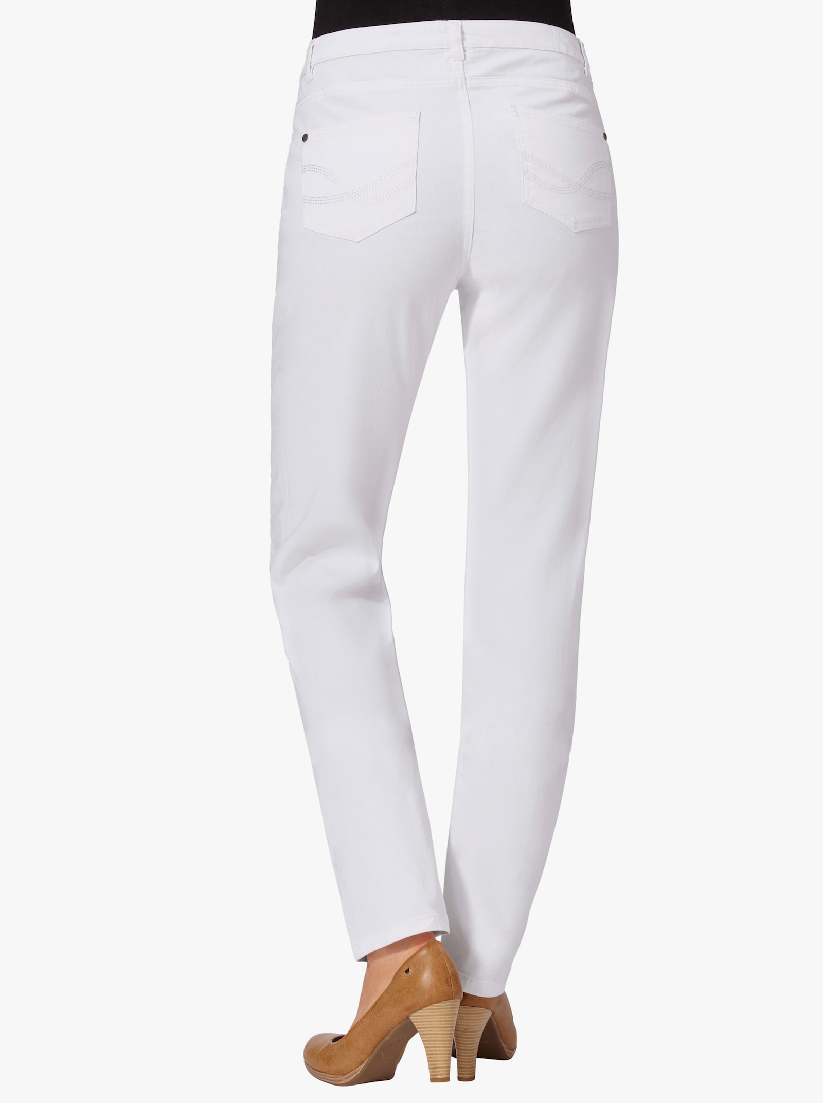 5-Pocket-Jeans mit bestickten Gesäßtaschen - weiß