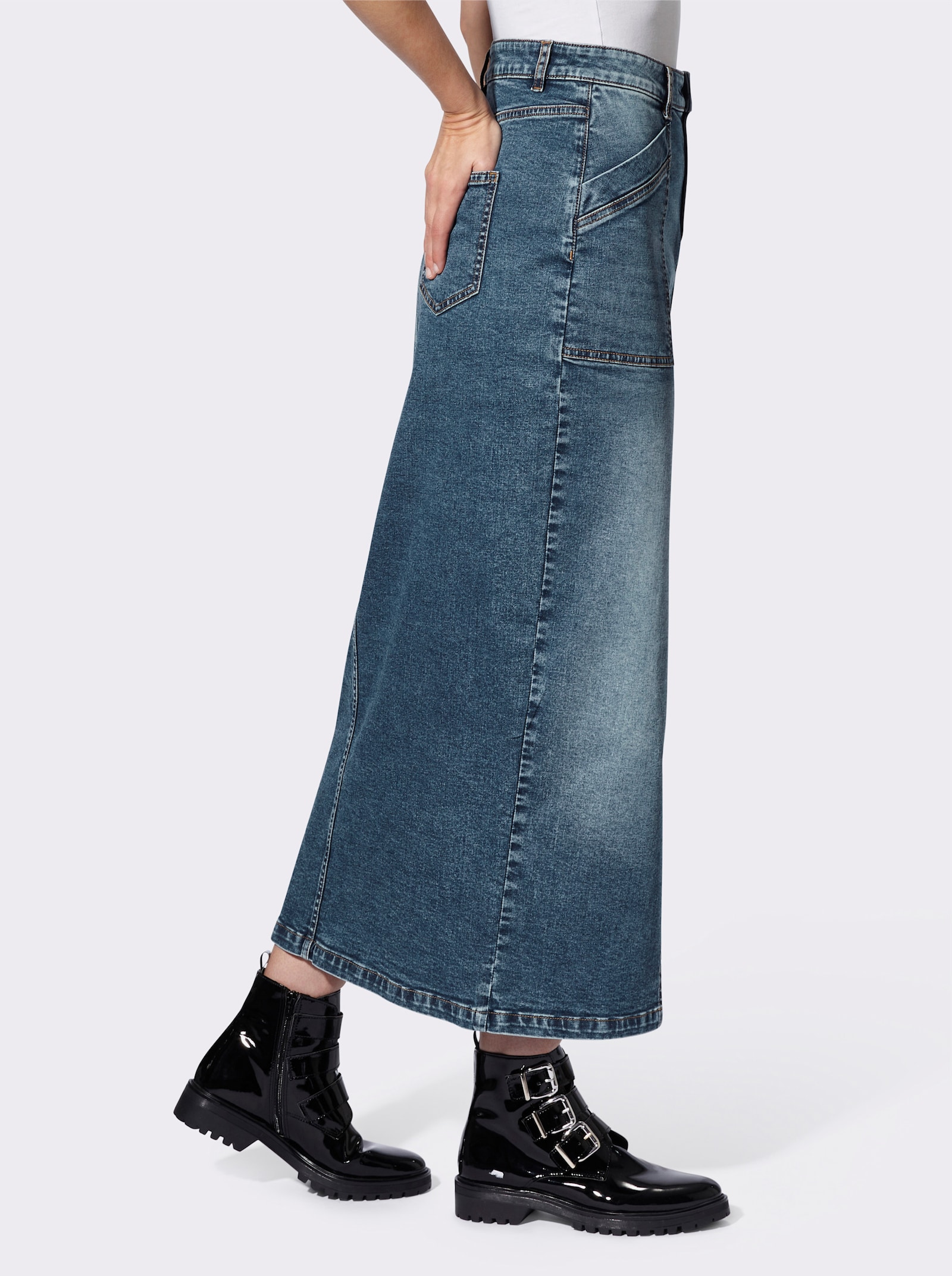 heine Jeansrock mit Gehschlitz vorne - blue-stone-washed