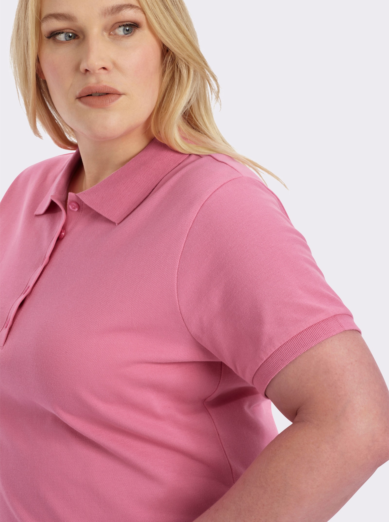 Poloshirt mit Seitenschlitzen - pink