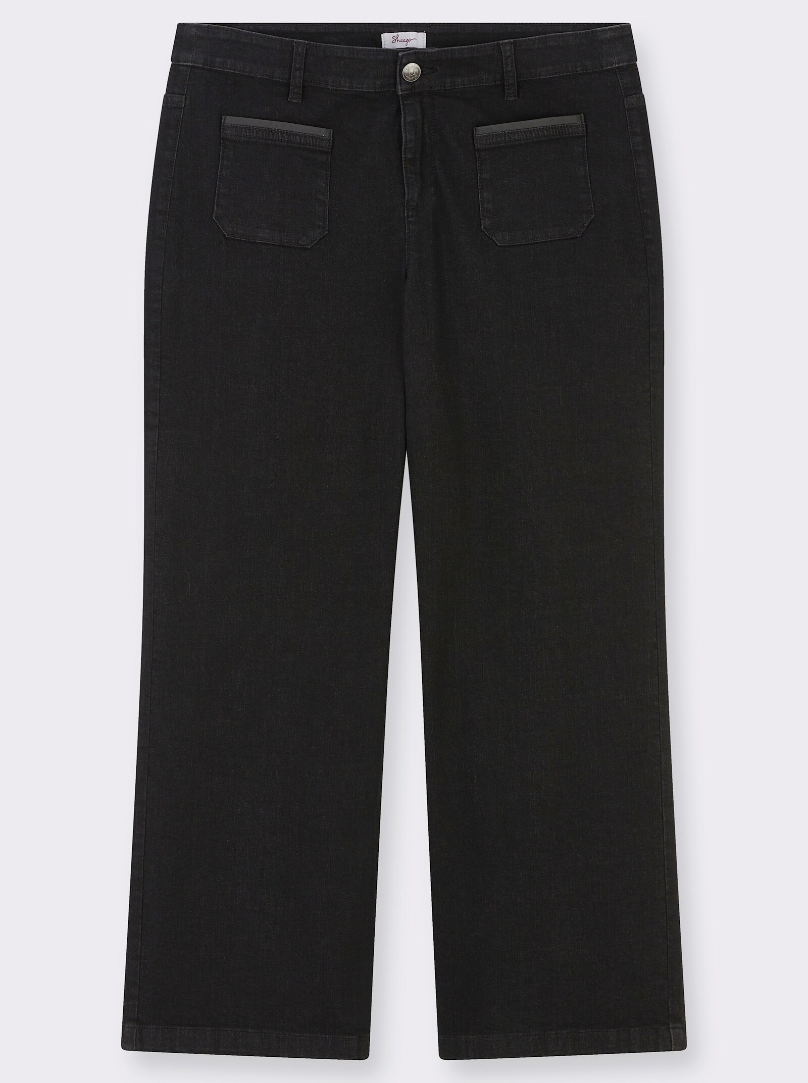 sheego Jeans mit weitem Beinschnitt - black-denim