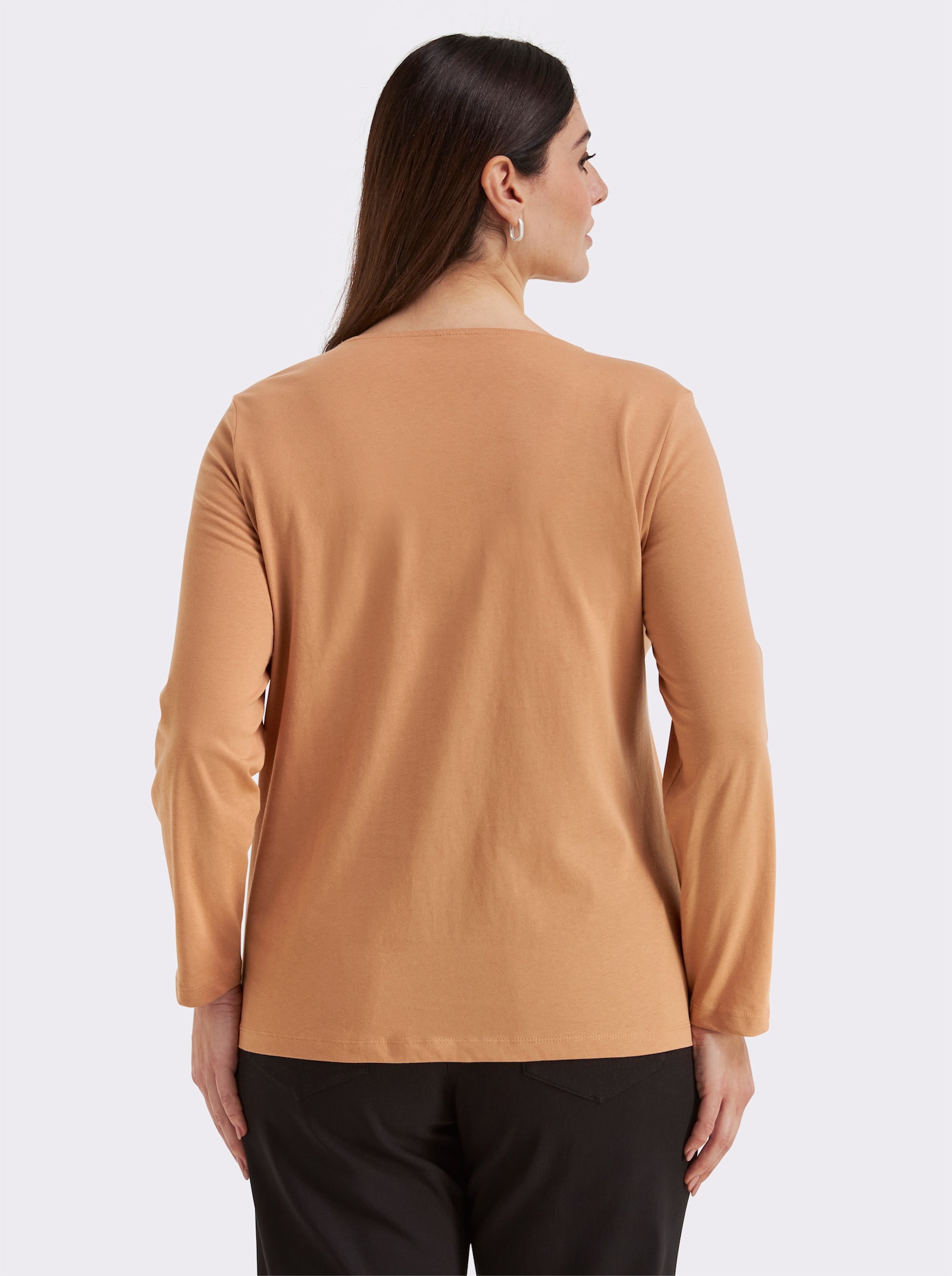 Langarmshirt mit Druck vorne - camel