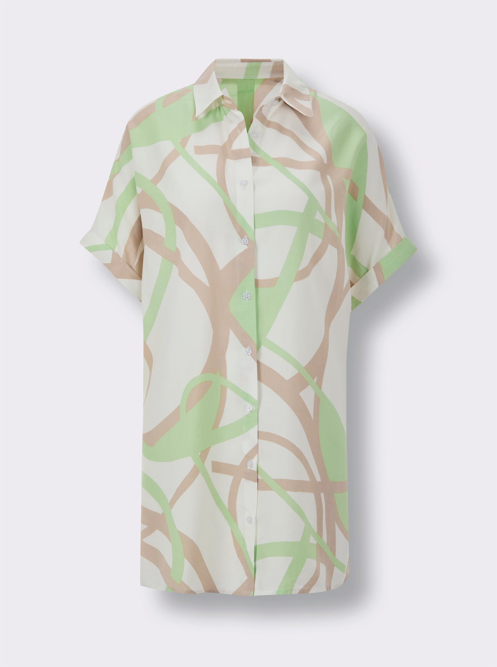 CREATION L PREMIUM Longbluse mit Druck-Dessin - ecru-beige-bedruckt