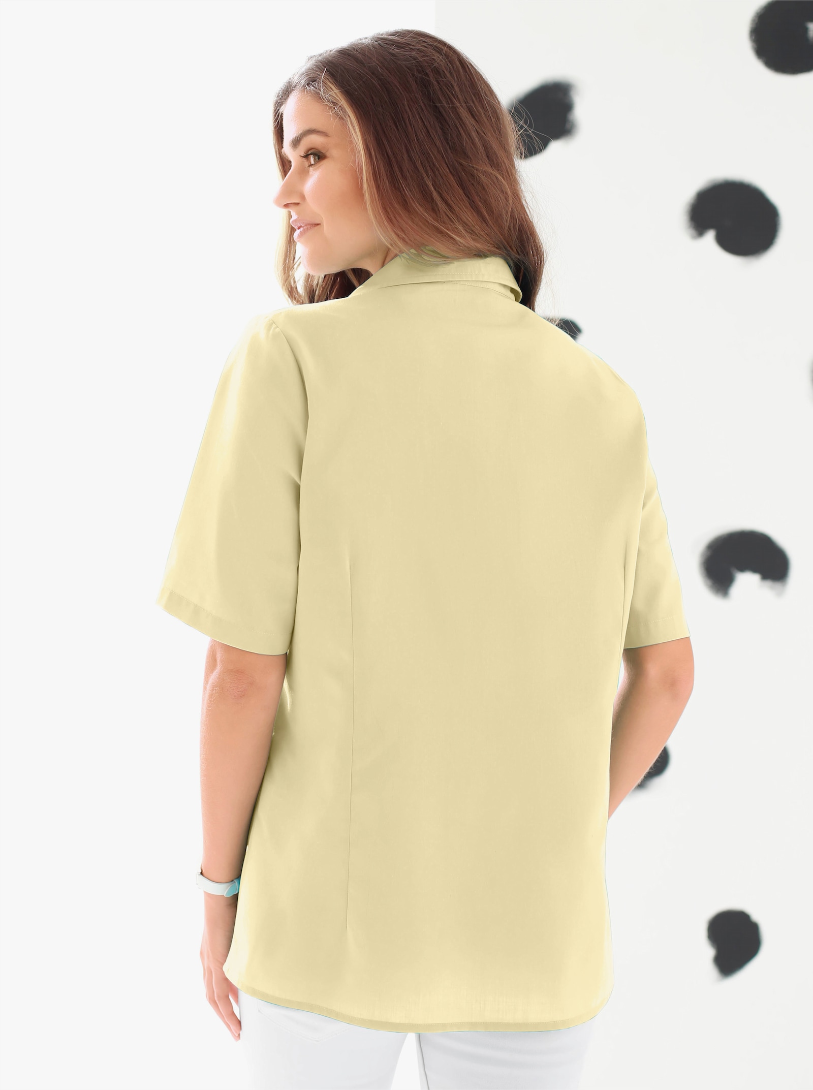 Košeľová blúzka, vrecká na hrudi - vanilkovo žltá
