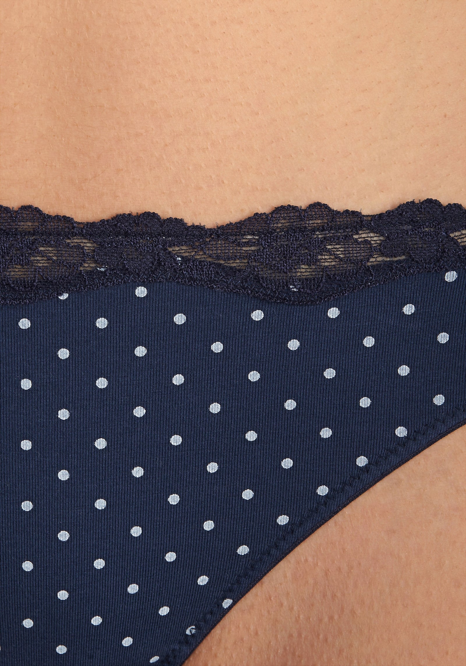 LASCANA String - marine à pois, à rayures, uni