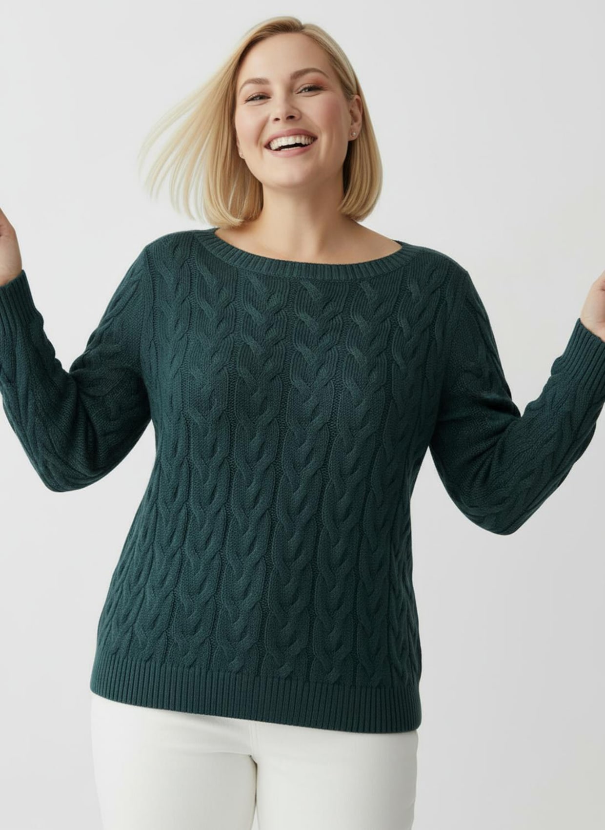 Pullover mit U-Boot-Ausschnitt - petrol