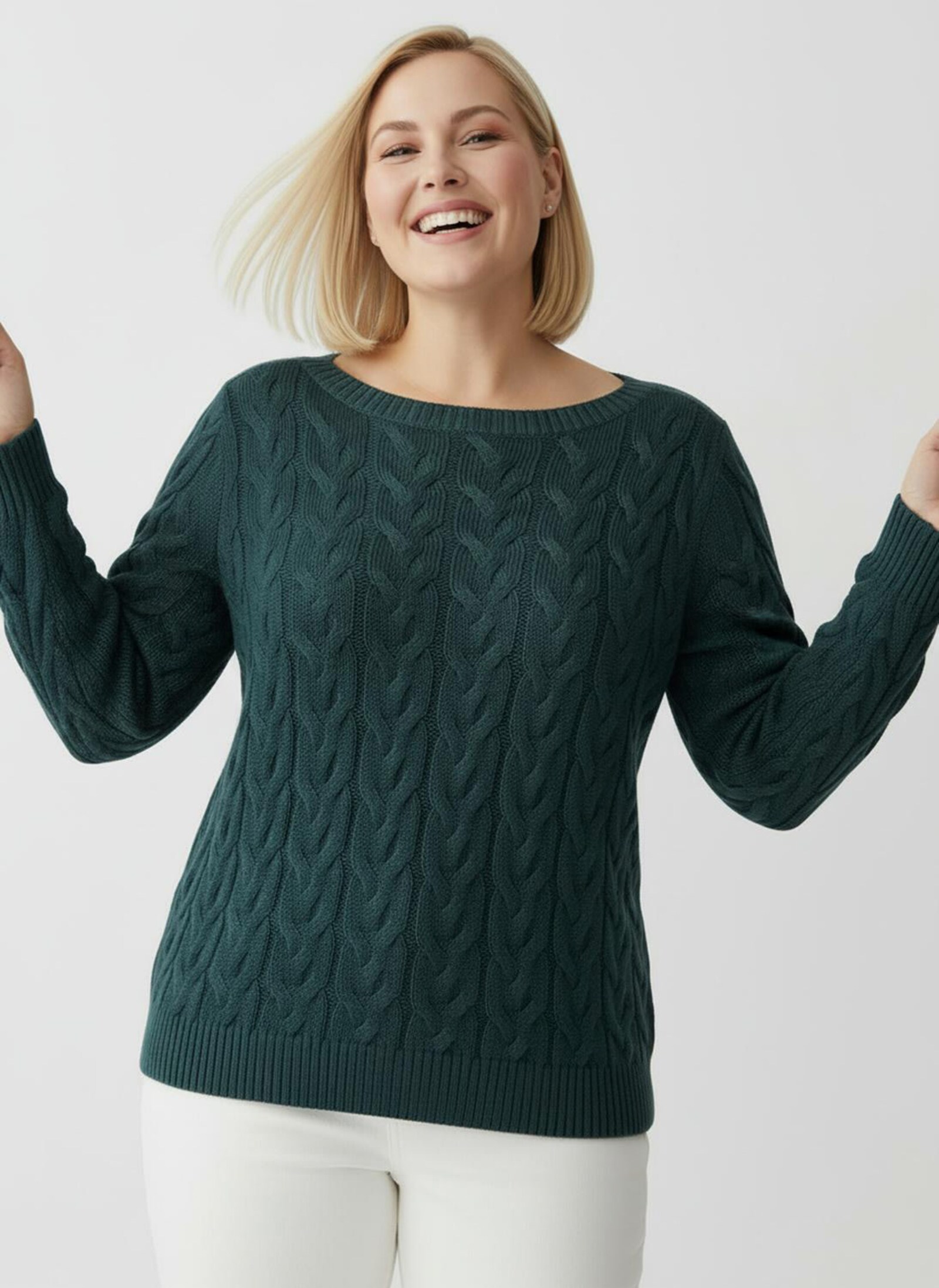 Pullover mit U-Boot-Ausschnitt - petrol