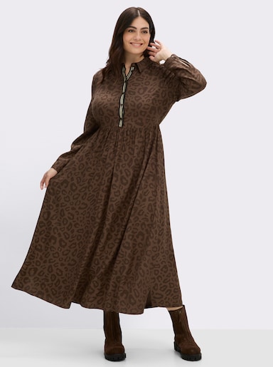 sheego A-Linien-Kleid mit Leoprint - schoko-gemustert