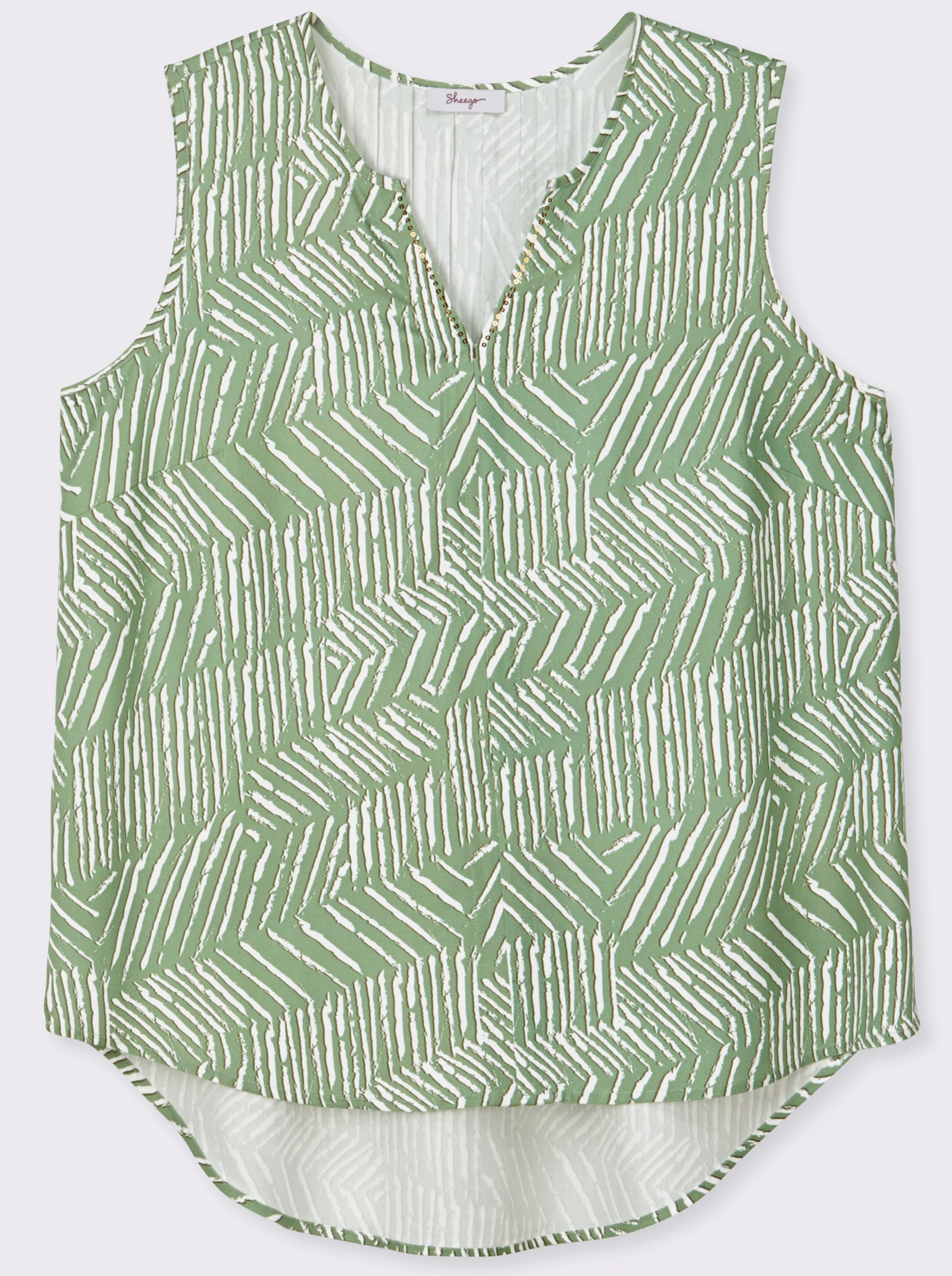 sheego Blusentop mit verlängerter Rückenpartie - eucalyptus-ecru-bedruckt
