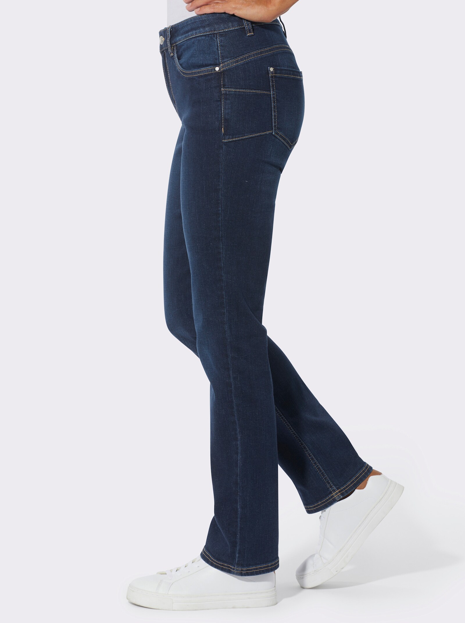 Push-up-Jeans mit Abnähern hinten - darkblue-stone-washed
