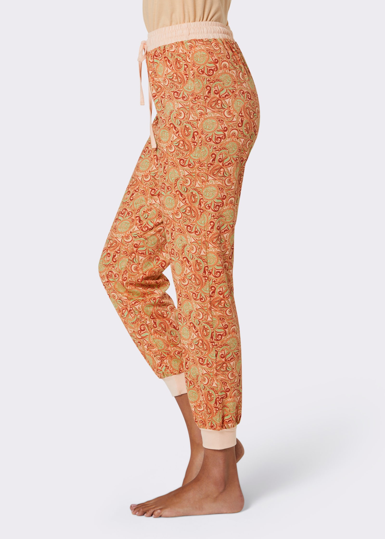 wäschepur Schlafanzug-Hose - apricot-papaya-bedruckt