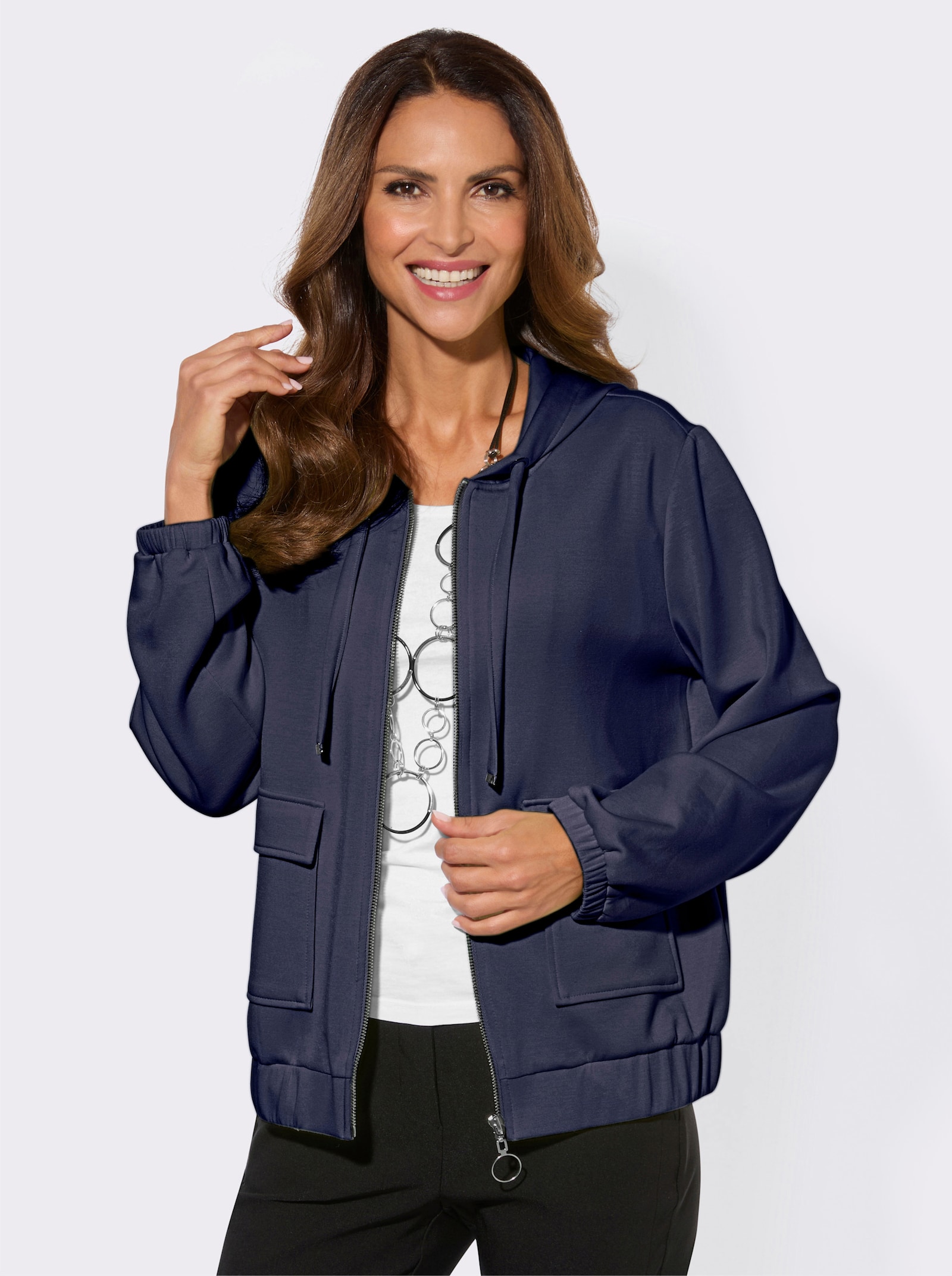 Sweatjacke mit Kapuze - marine