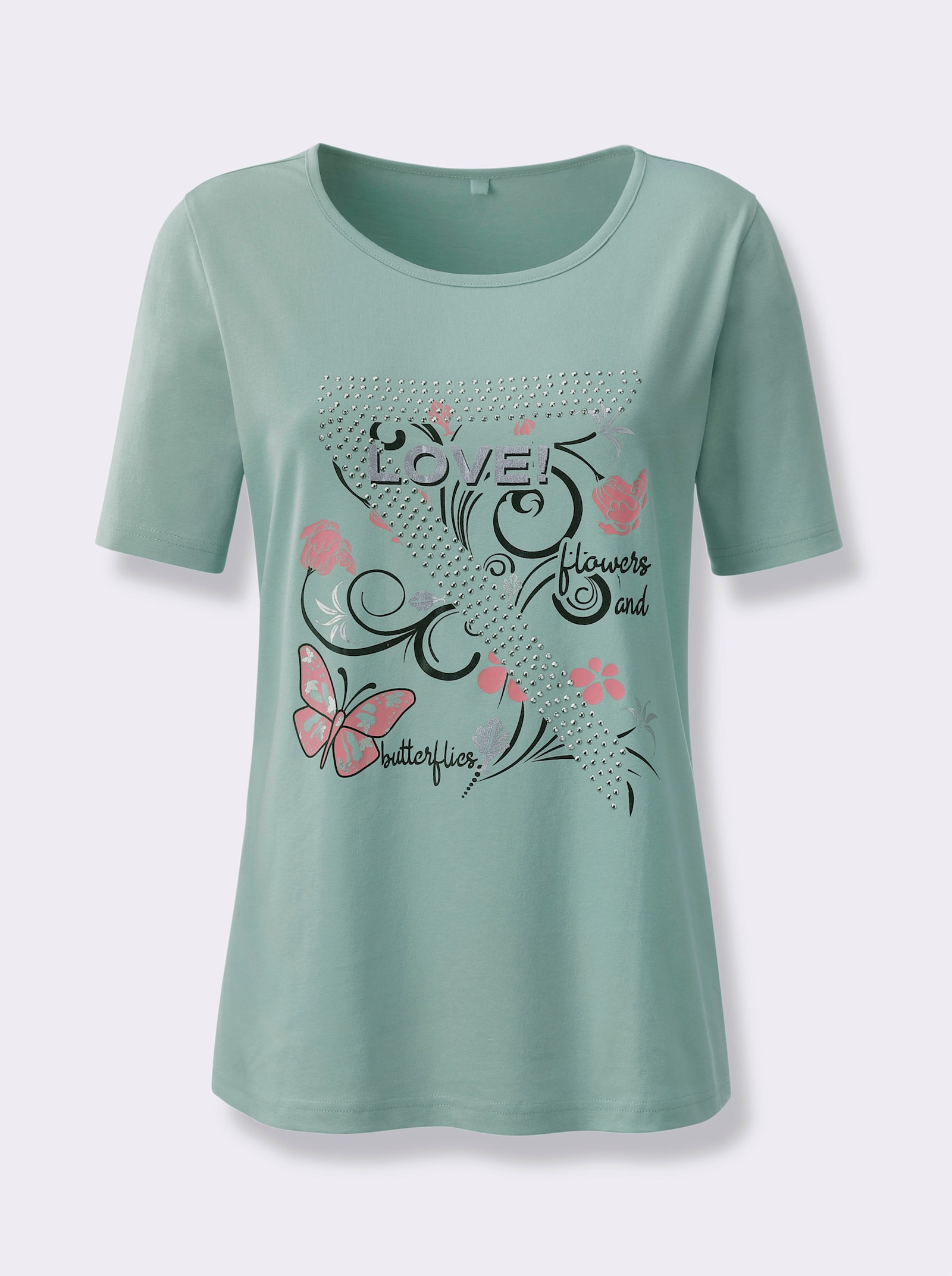 T-Shirt mit Schmetterlings-Druck - kalkmint
