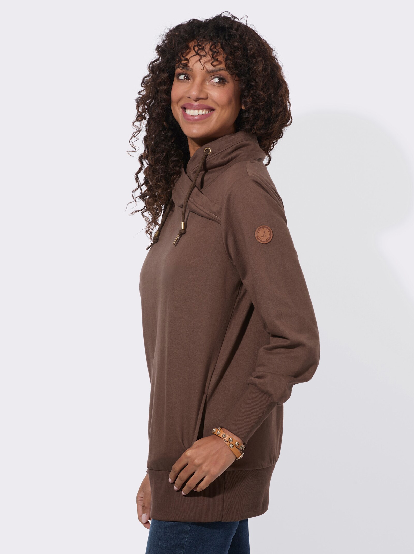  Sweatshirt mit asymmetrischem Kragen - schoko