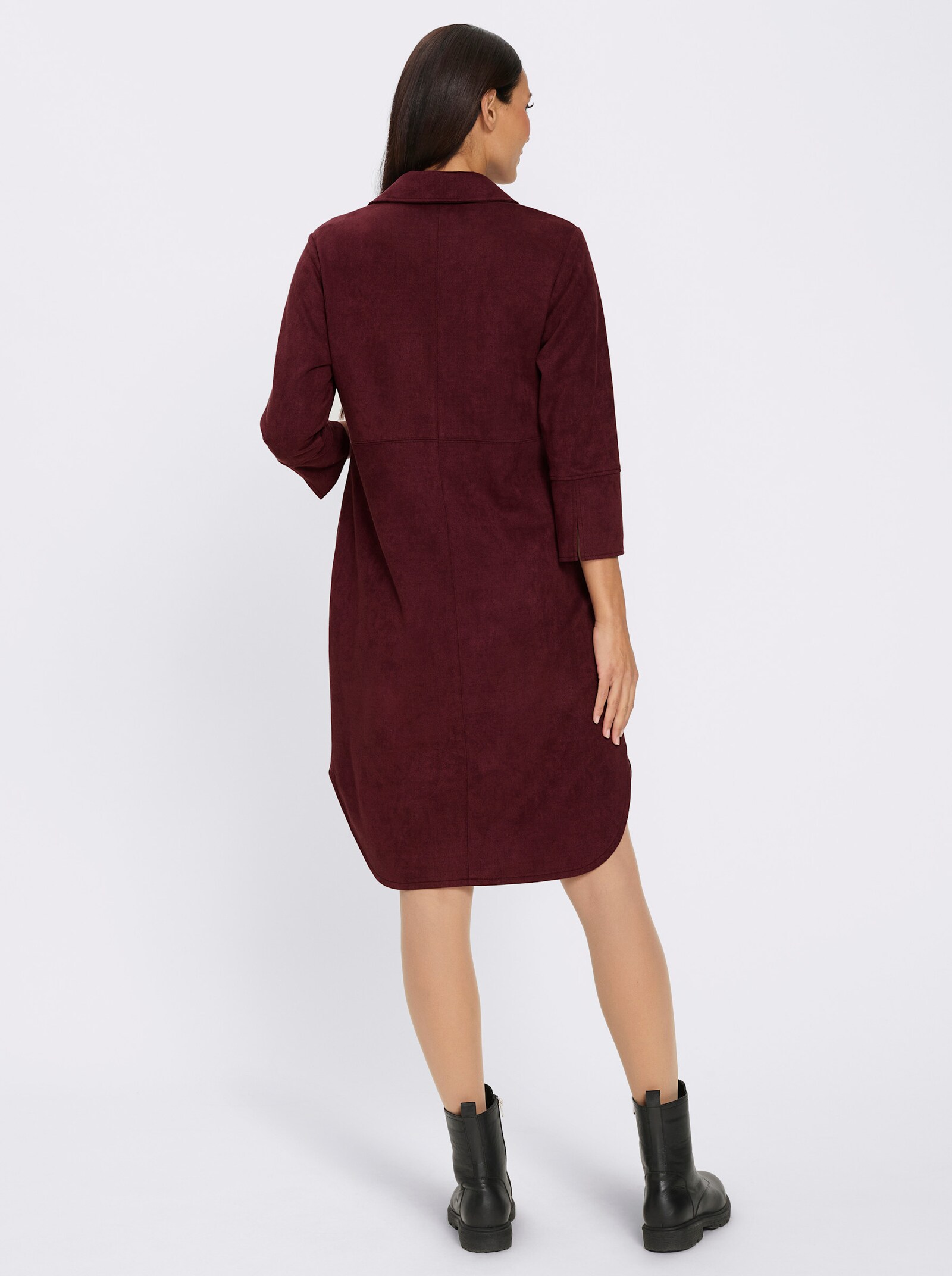 heine Lederimitatkleid mit Hemdkragen - burgund