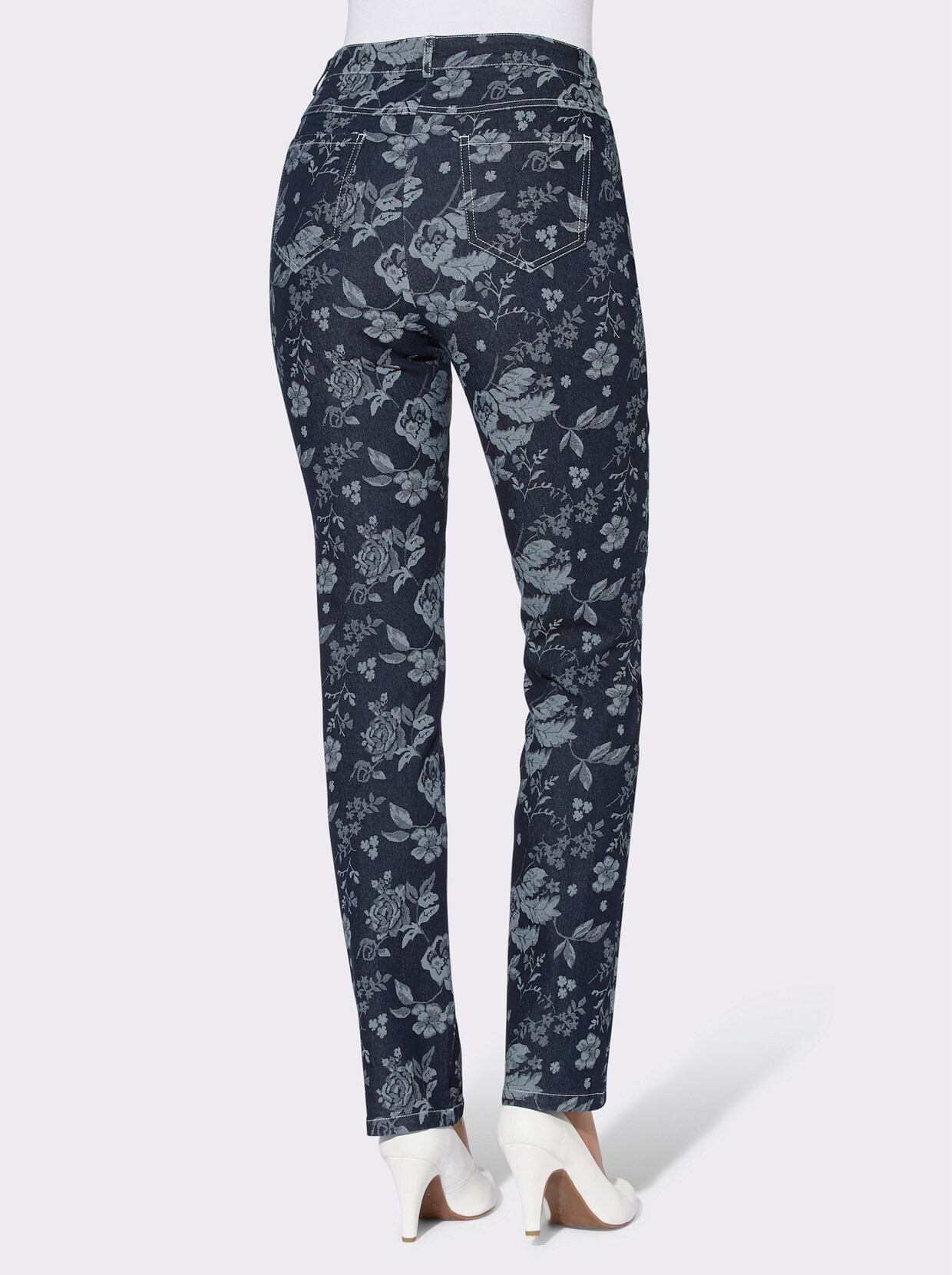 5-pocketjeans - donkerblauw gedessineerd