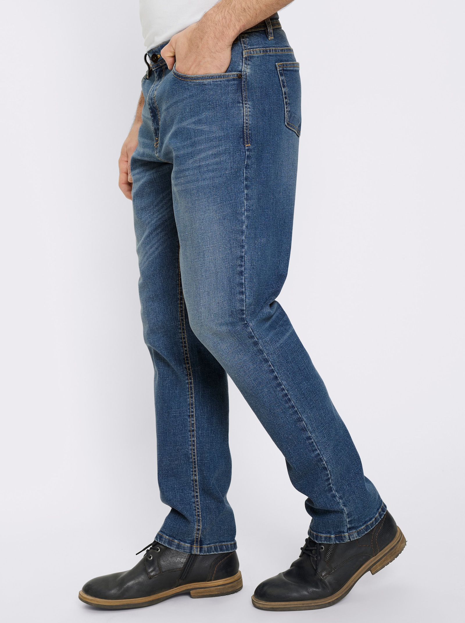 Marco Donati 5-Pocket-Jeans mit kontrastfarbenen Nähten - blue-stone-washed