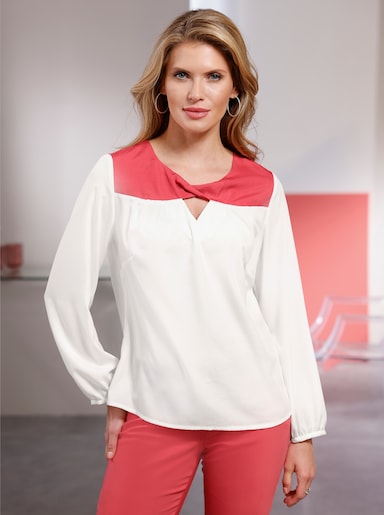 Comfortabele blouse - wit/langoustine