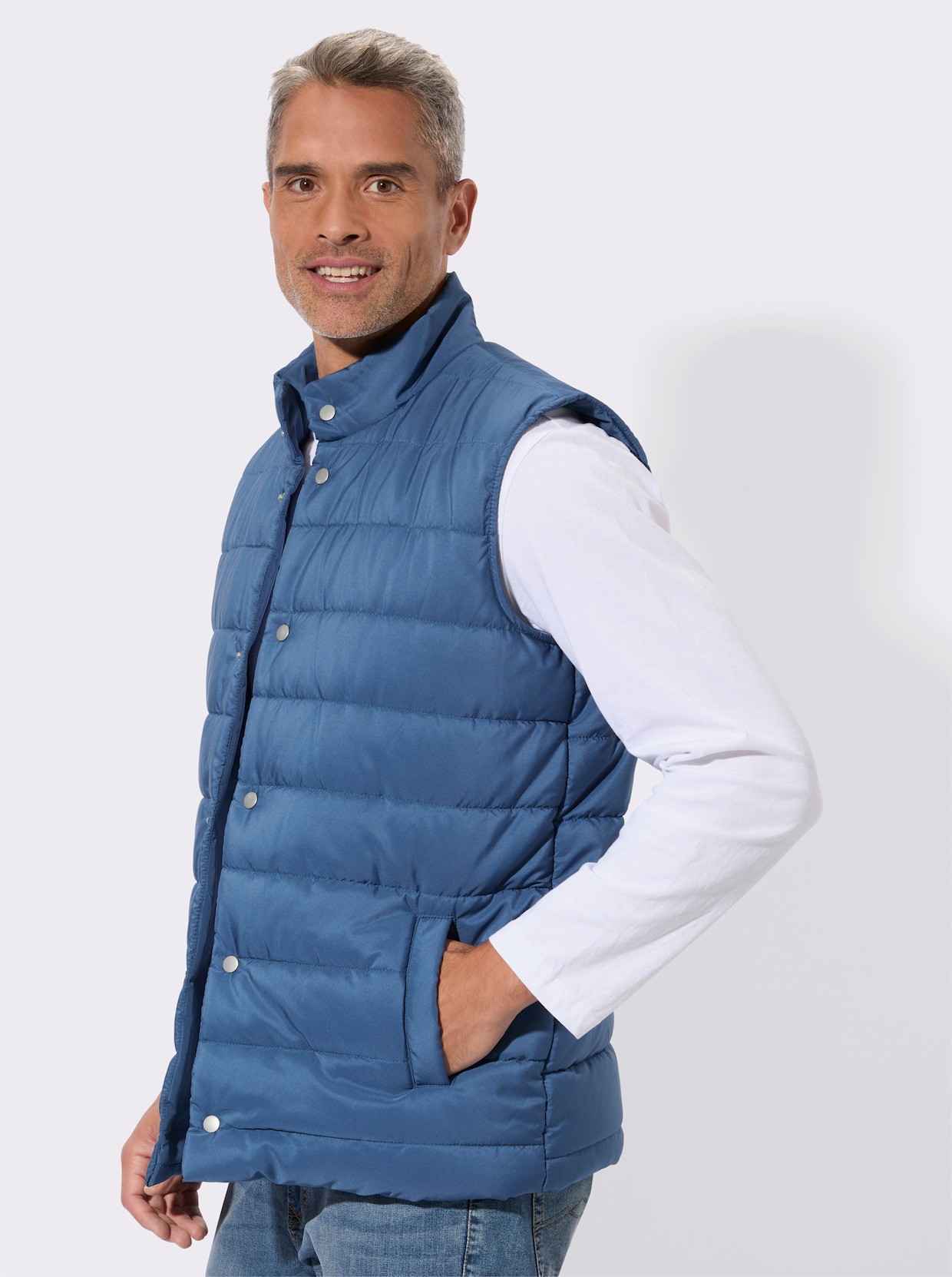 Steppweste mit Stehkragen - jeansblau