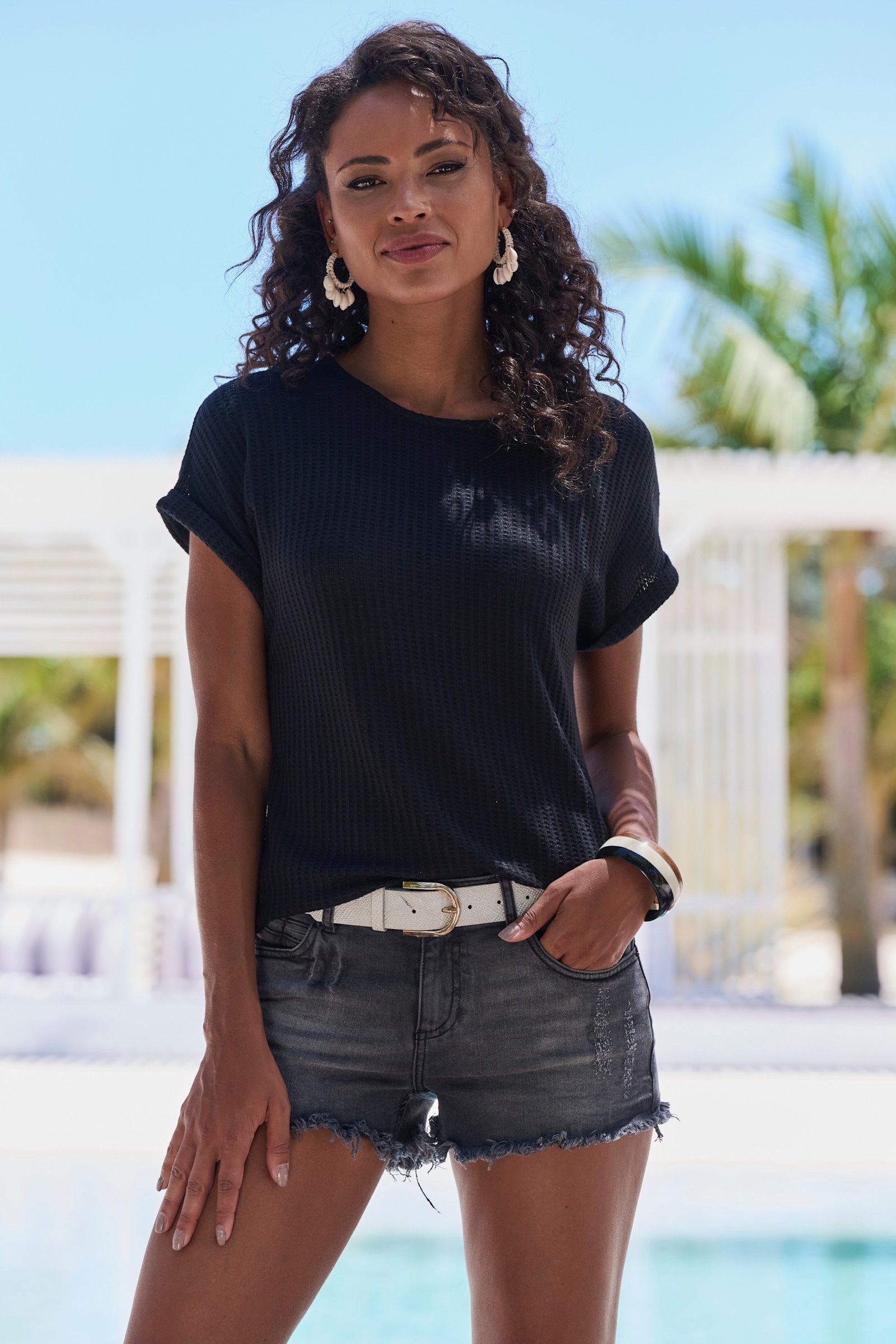 Vivance Kurzarmshirt - schwarz