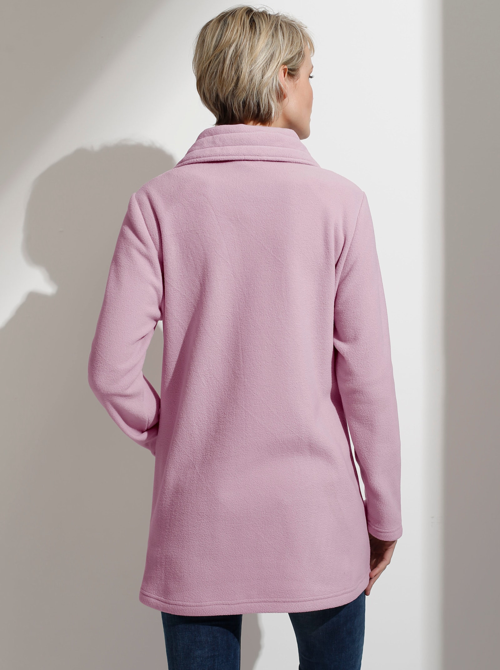 Fleecejacke mit 2-Wege-Reissverschluss - rosé