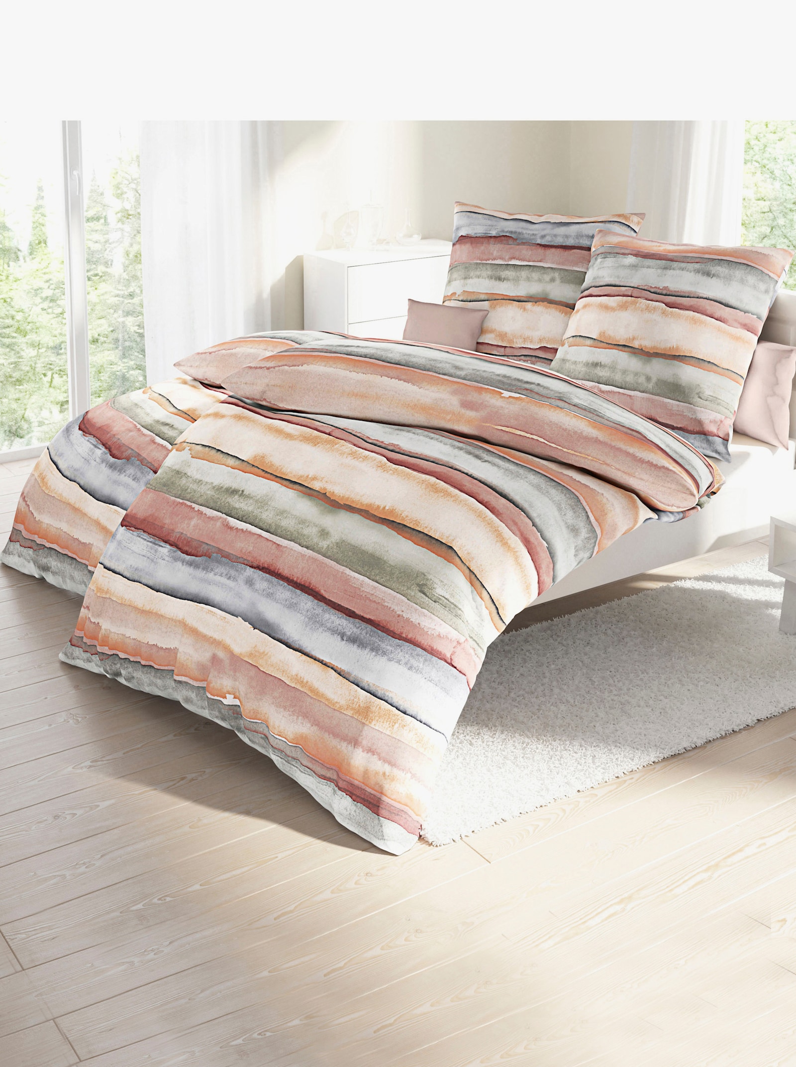 Bierbaum Bettwäsche - orange-gestreift