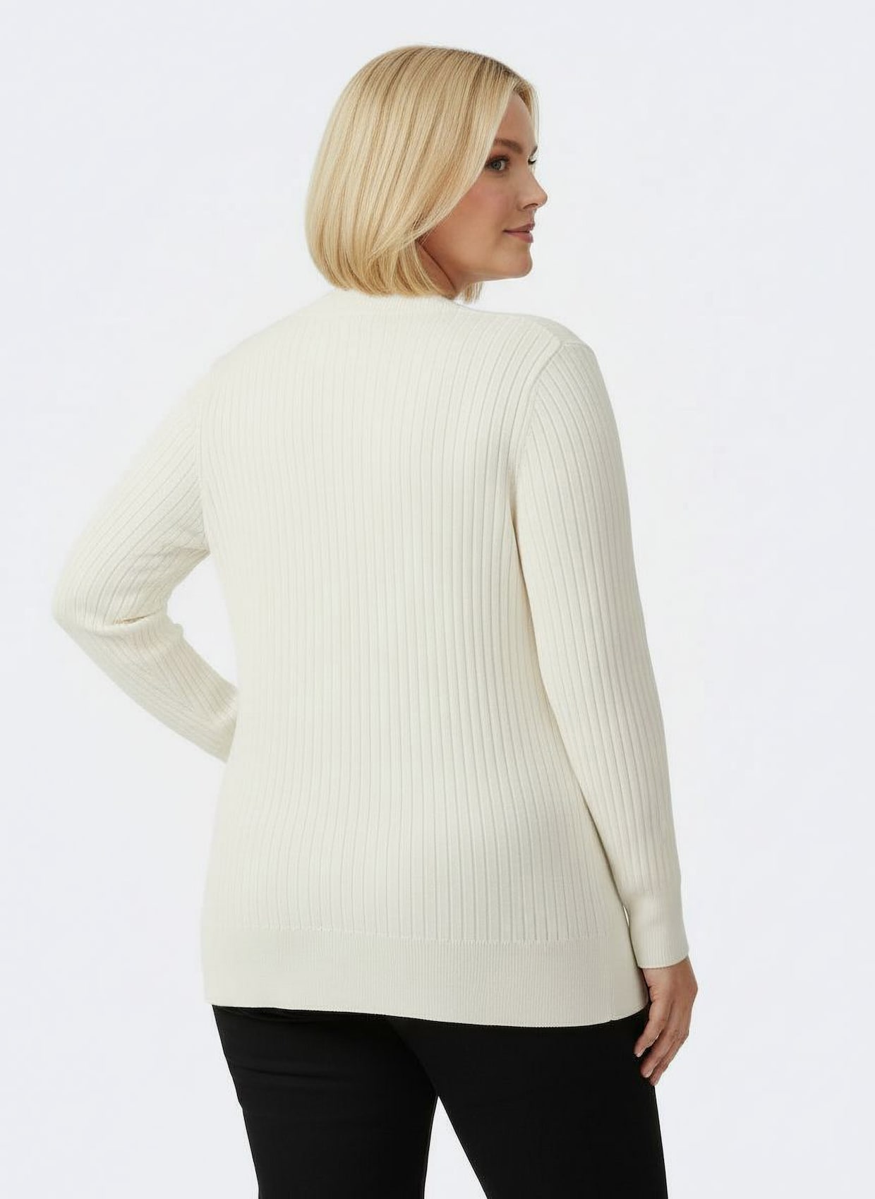 Strickjacke in Ripp-Optik - ecru