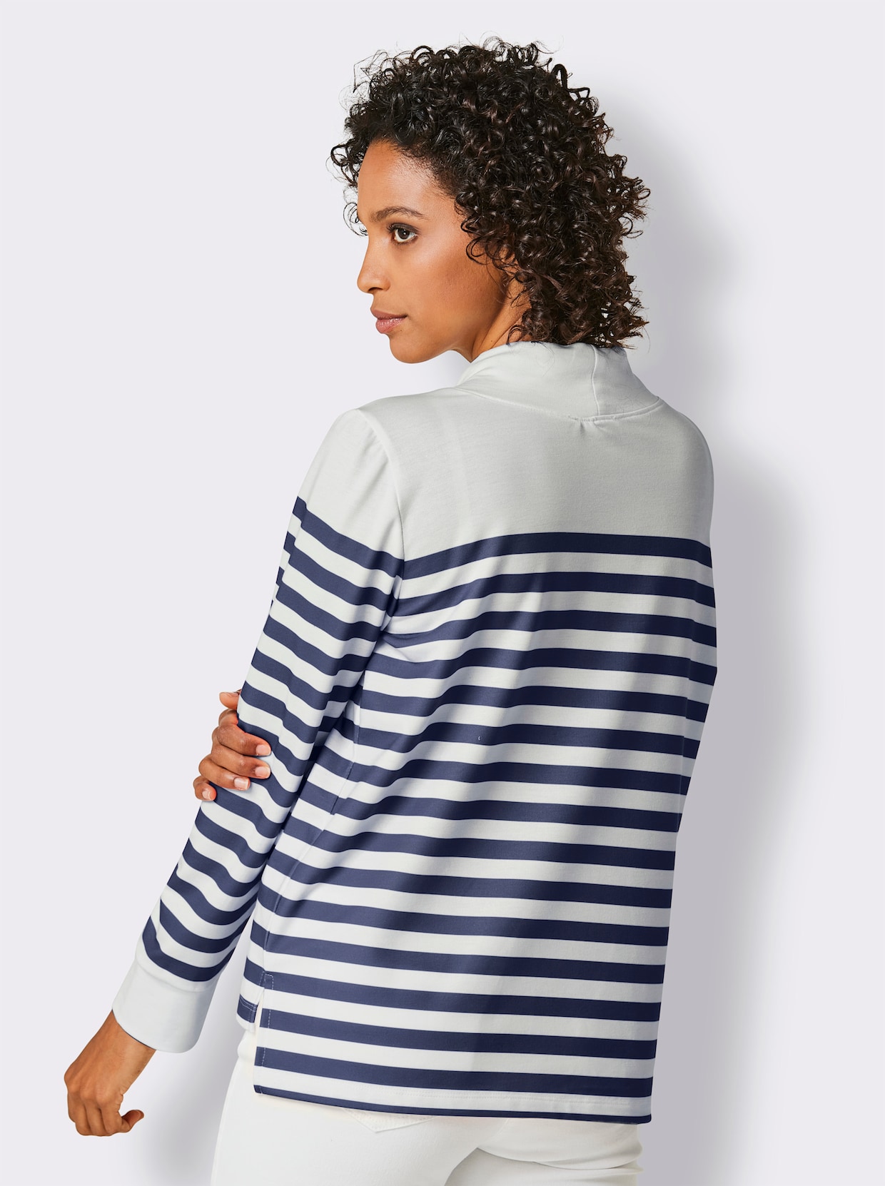 CREATION L PREMIUM Sweatshirt - blanc-marine à rayures fines