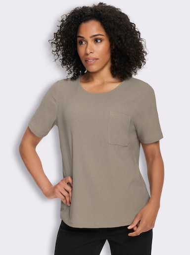 Shirt met korte mouwen en borstzak - sesam