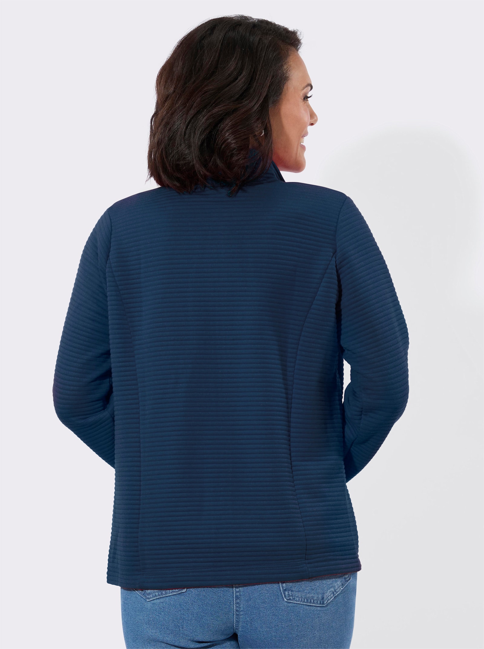 Shirtjacke aus modischem Jersey-Jacquard - jeansblau