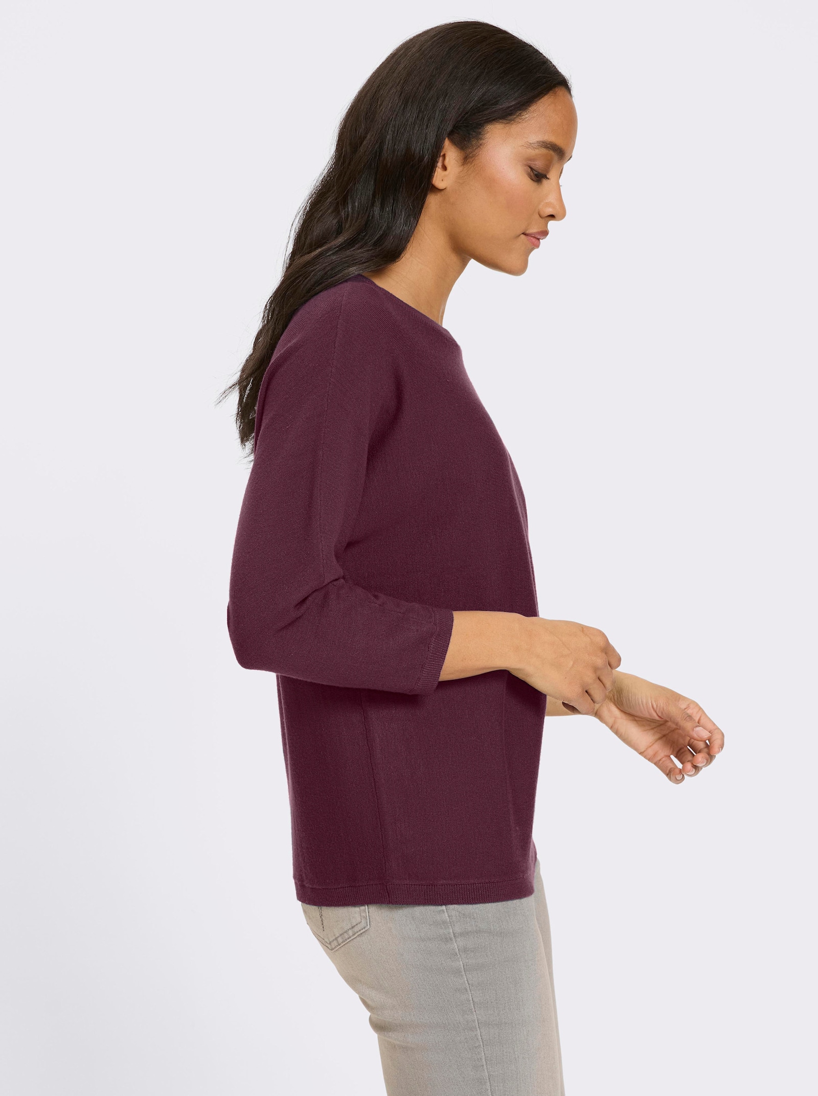 heine Fledermauspullover mit Rippenbündchen - burgund