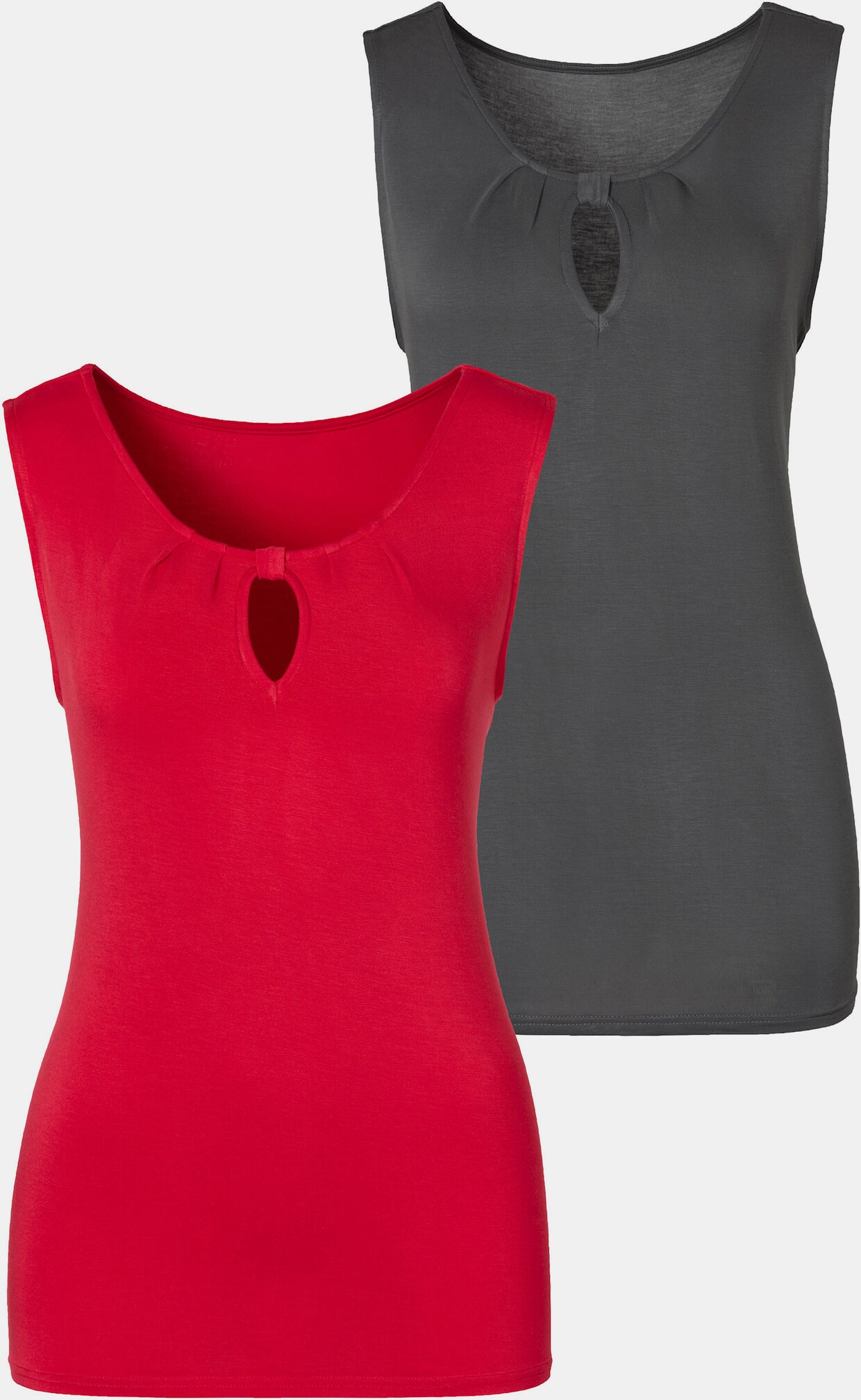 LASCANA Shirttop - rot, dunkelgrau