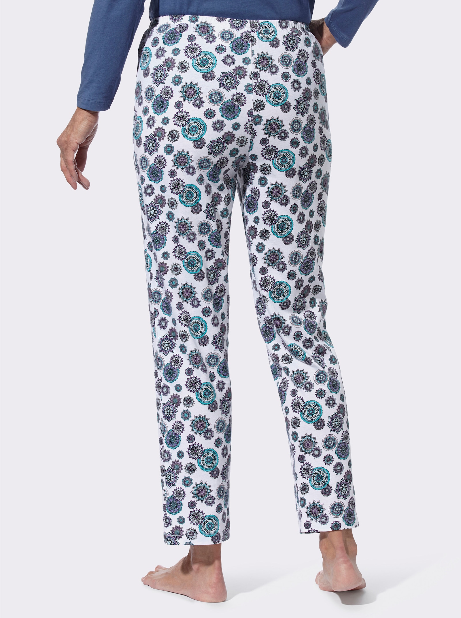 Schlafanzughose mit grafischem Muster - ecru-lila-bedruckt