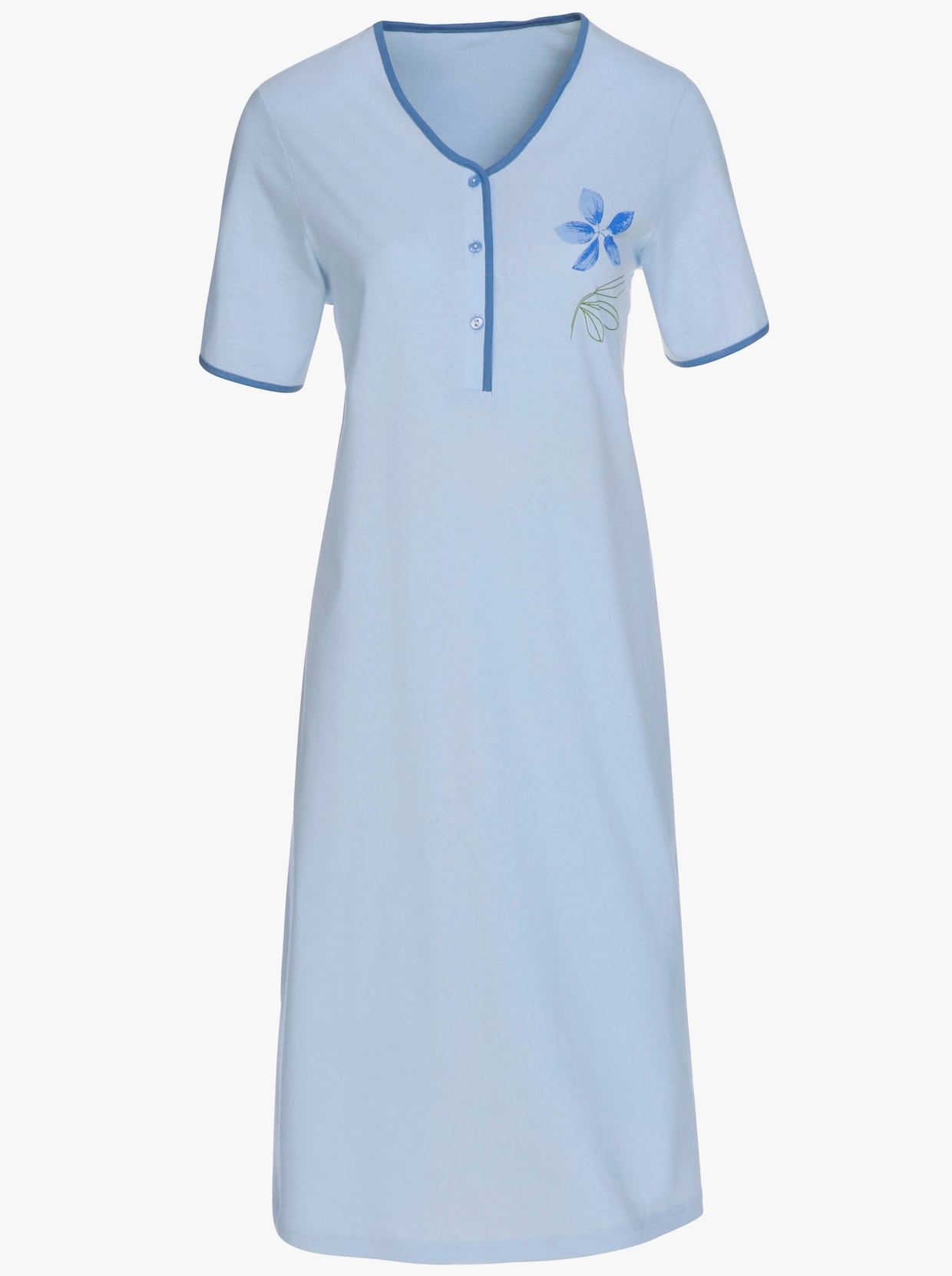 Ascafa Noční košile s krátkým rukávem - modrá + modrá-potisk