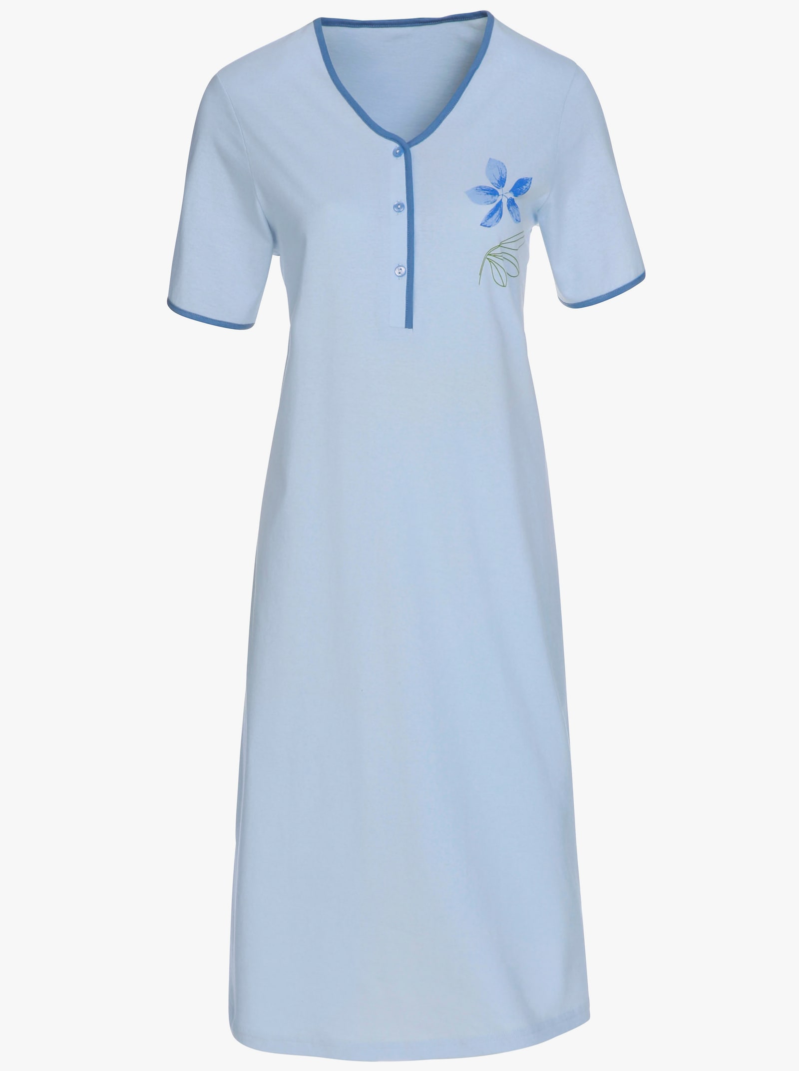 Ascafa Noční košile s krátkým rukávem v balení po 2 ks, single žerzej - modrá + modrá-potisk