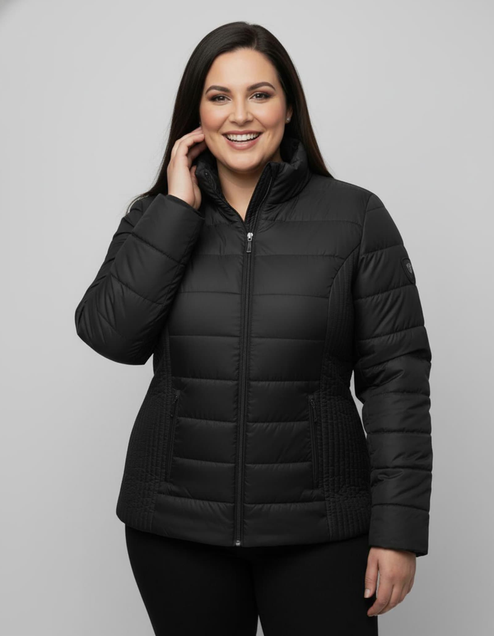 Steppjacke mit seitlicher Längs-Steppung - schwarz