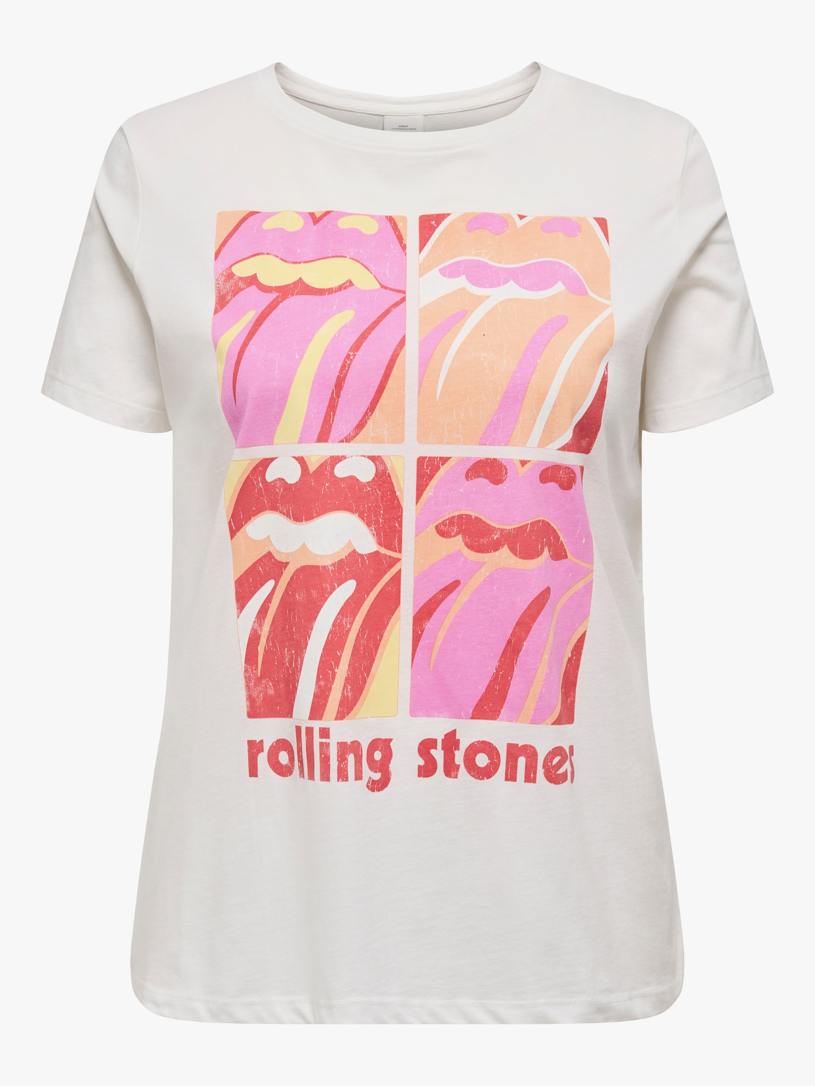ONLY CARMAKOMA Kurzarmshirt - cloud dancer print:rolling stones squared