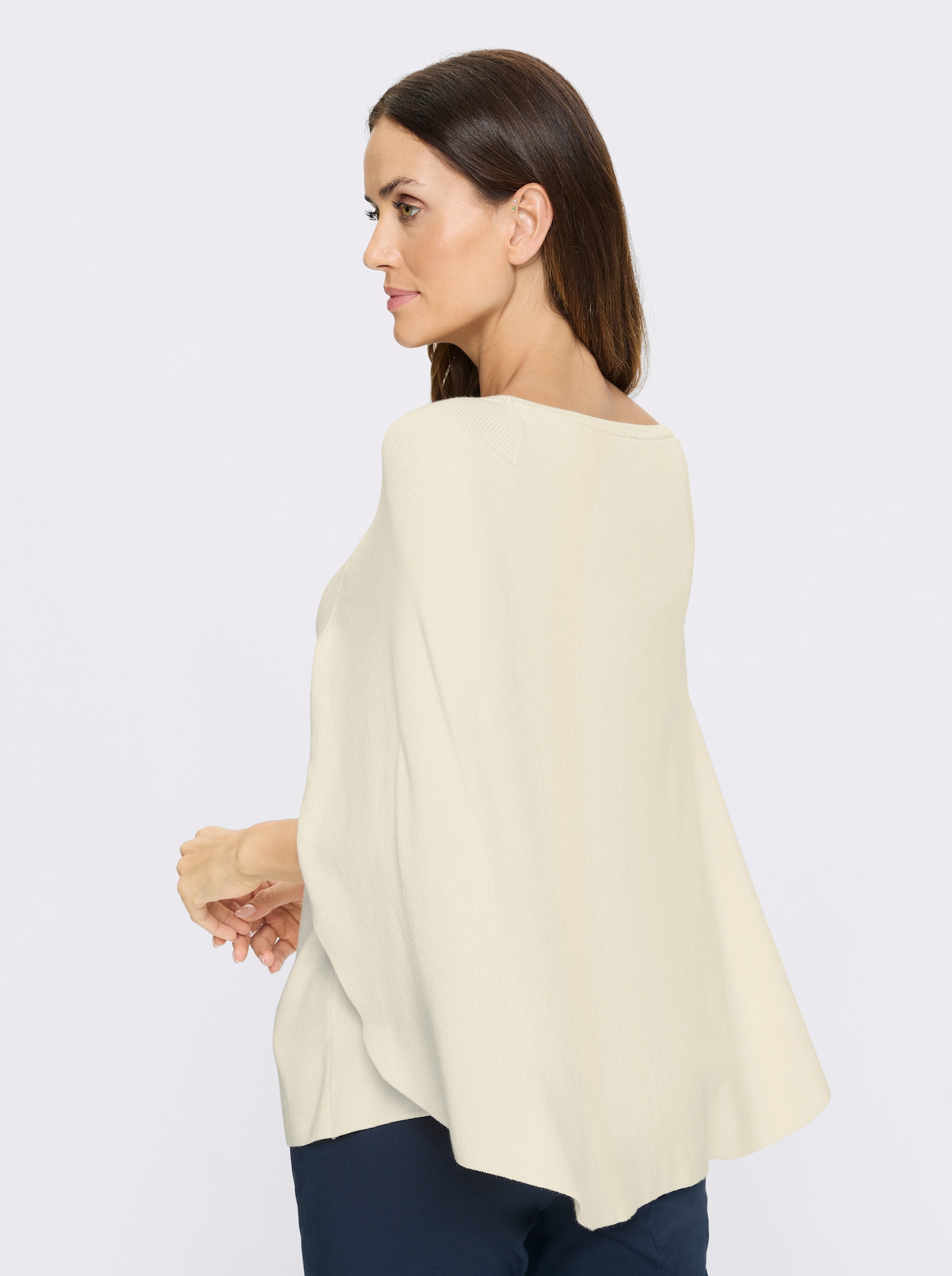 heine Pull en tricot fin style poncho - couleur ivoire