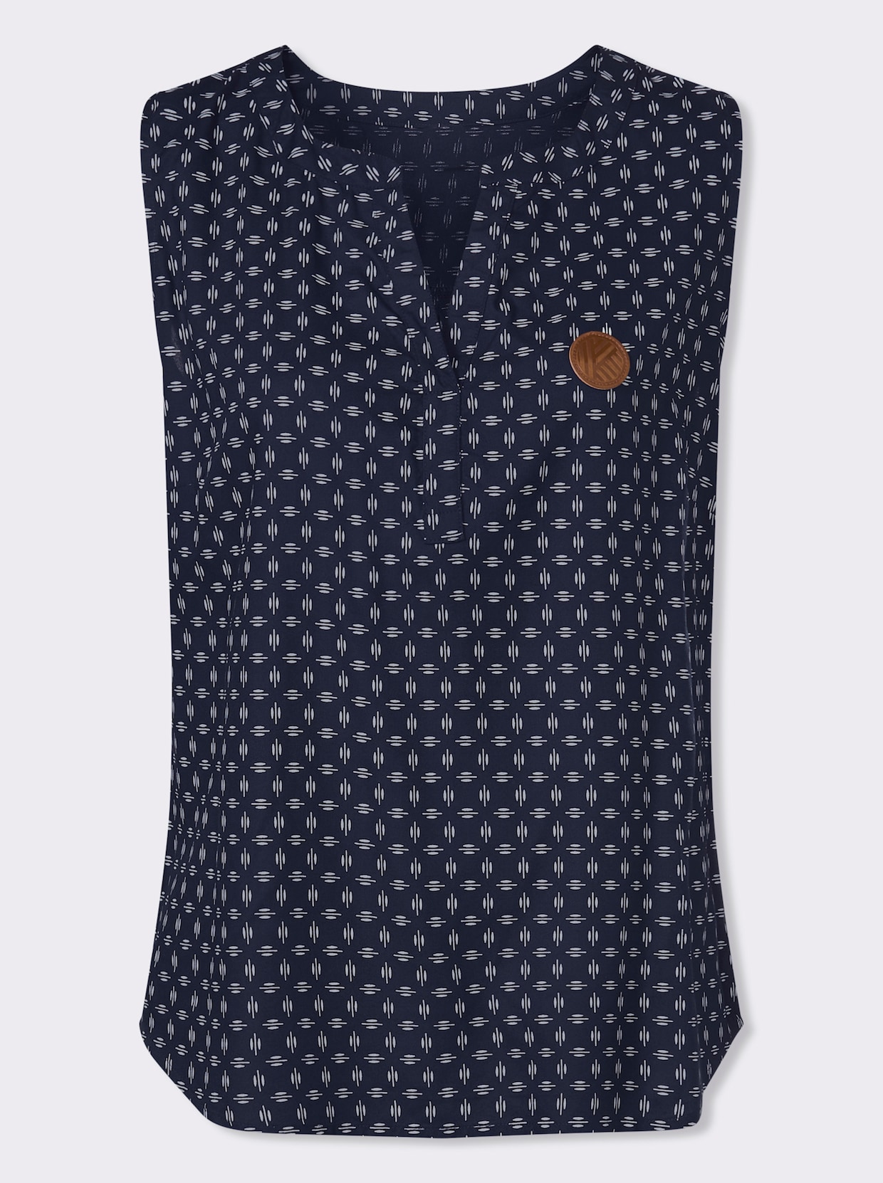Blusentop aus weich fließender Viskose - marine-weiß-bedruckt