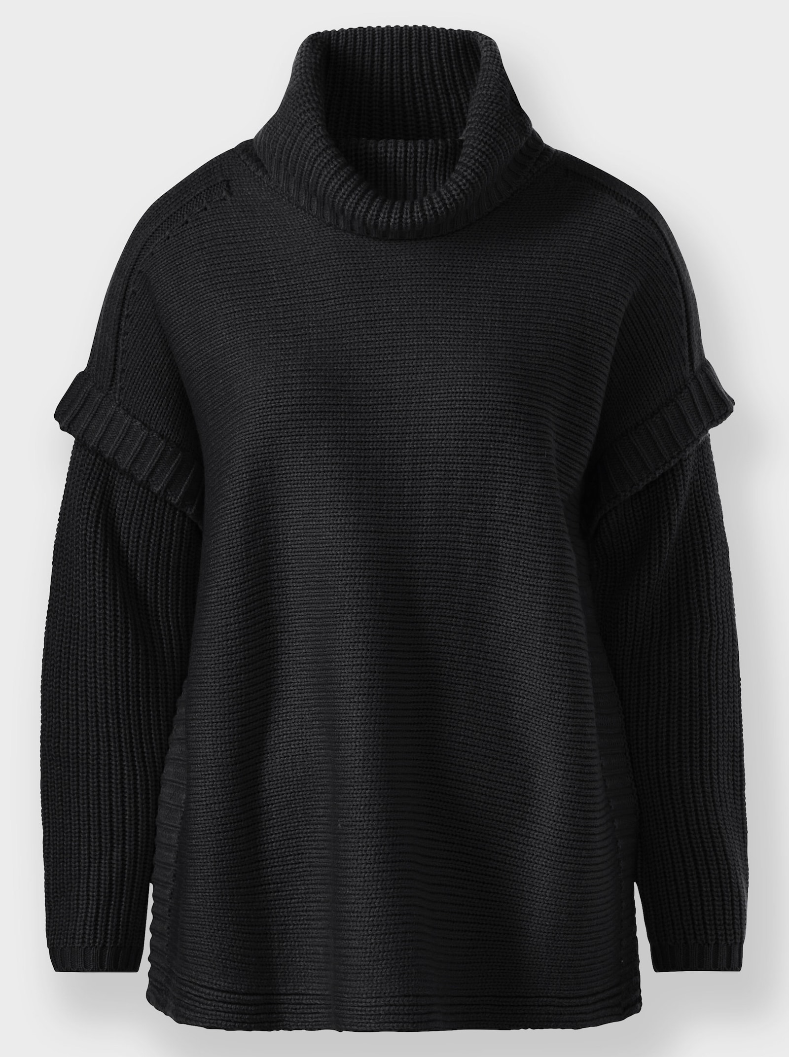 heine Rollkragenpullover in Poncho-Optik - schwarz