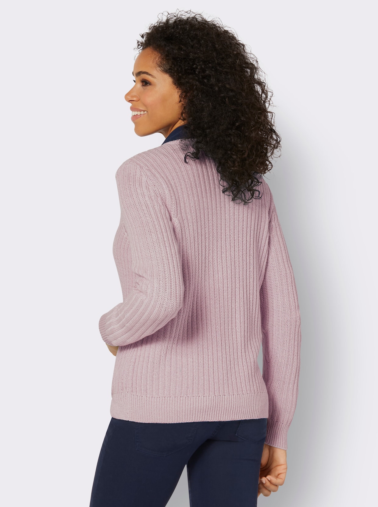 Strickjacke - mauve-weiß-meliert