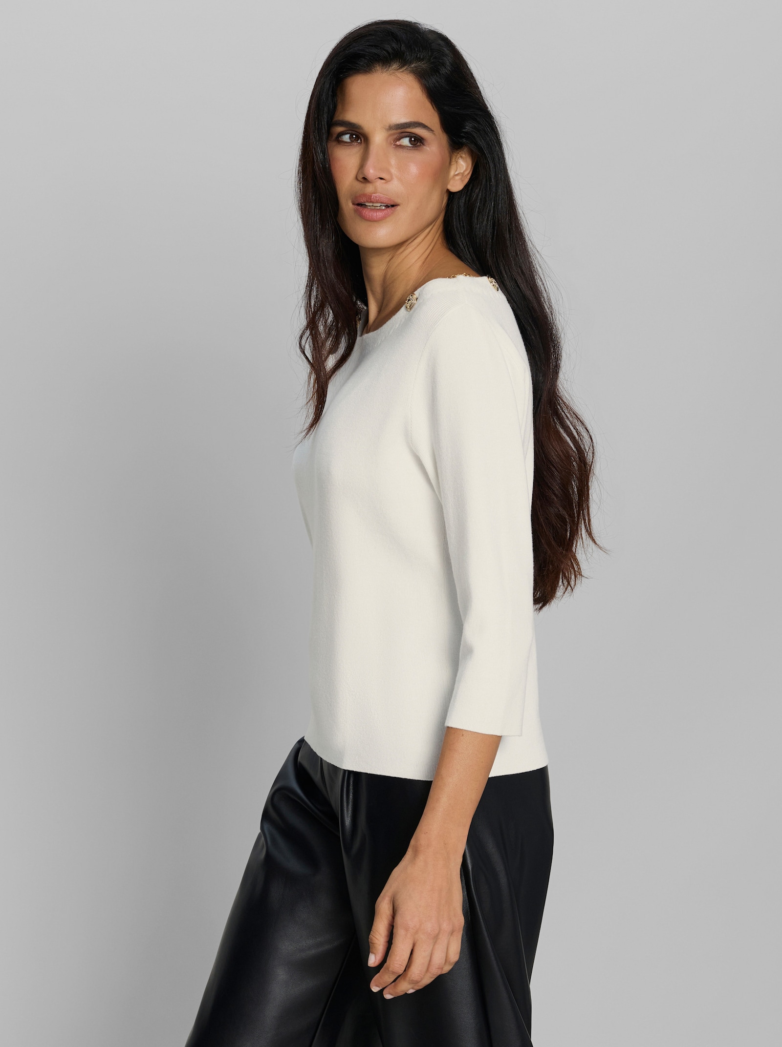 heine 3/4-Arm-Pullover mit Ketten-Deko - ecru