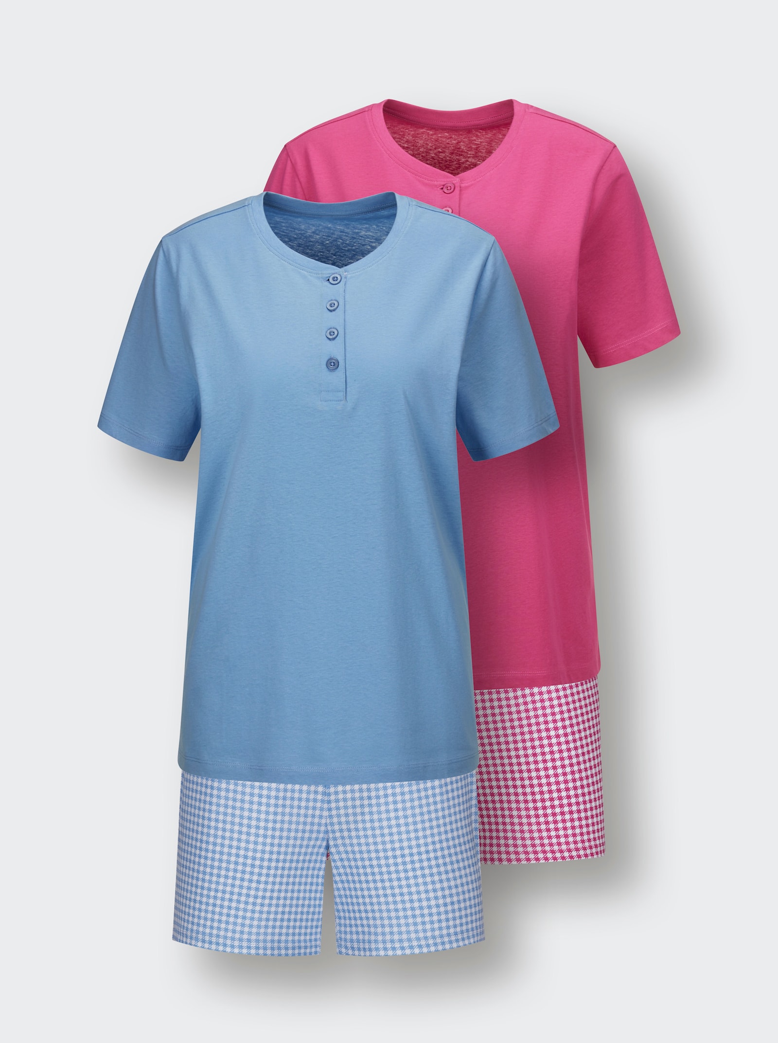 wäschepur Shortys - fuchsia-kariert + himmelblau-kariert