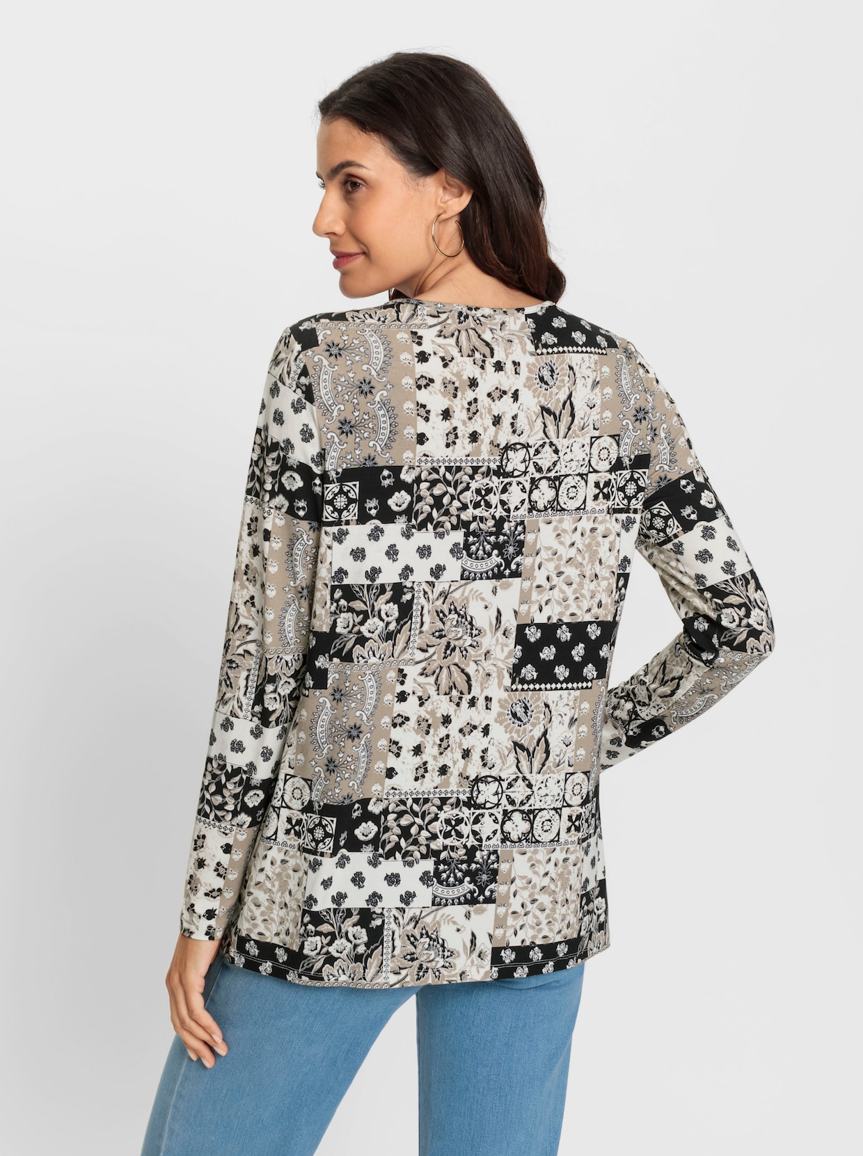 Tuniekshirt - zwart/ecru geprint