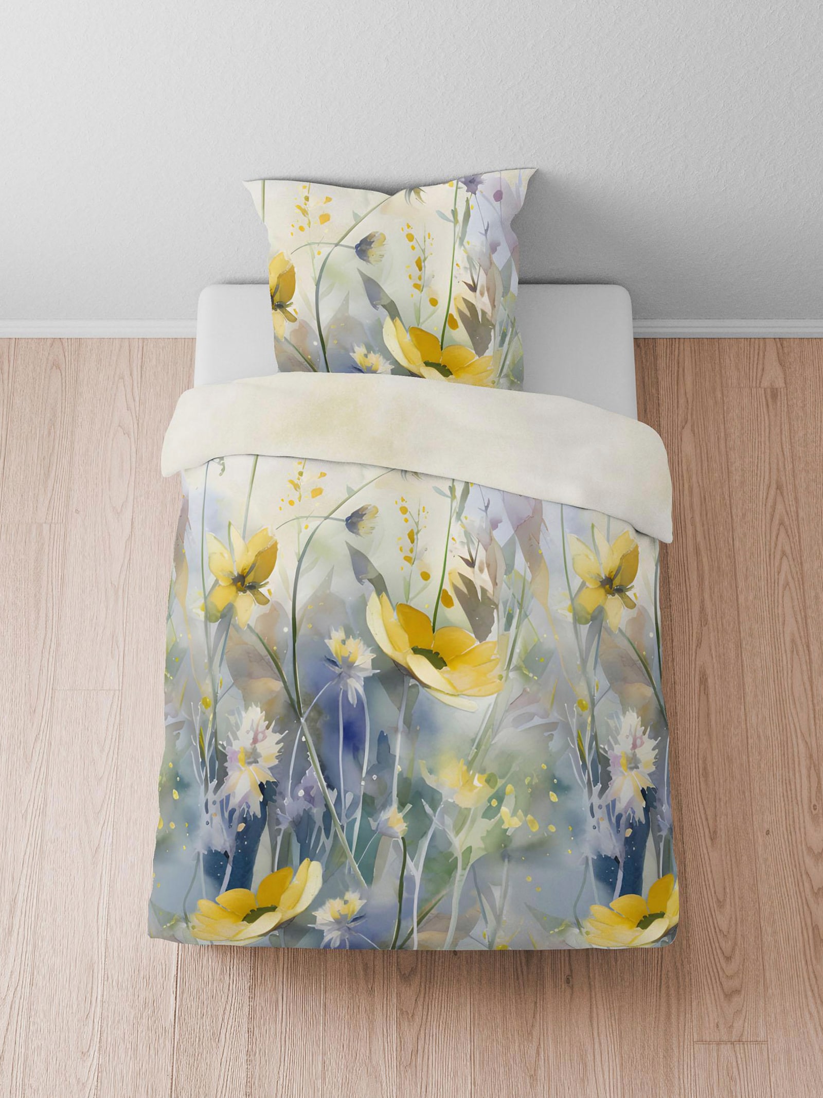 Biberna Bettwäsche - gelb-bedruckt