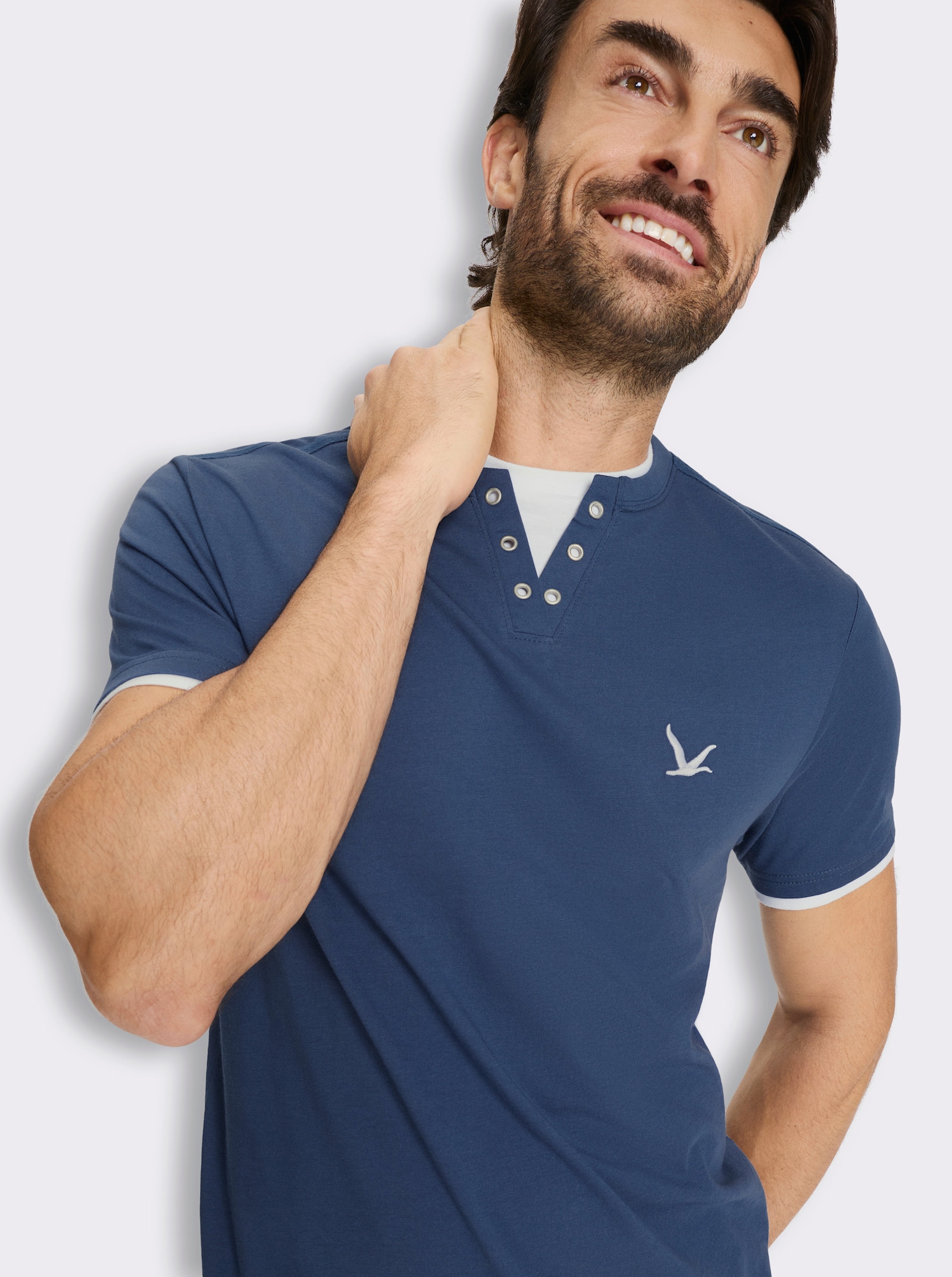 Kurzarmshirt im Doppelpack - jeansblau + aquapetrol