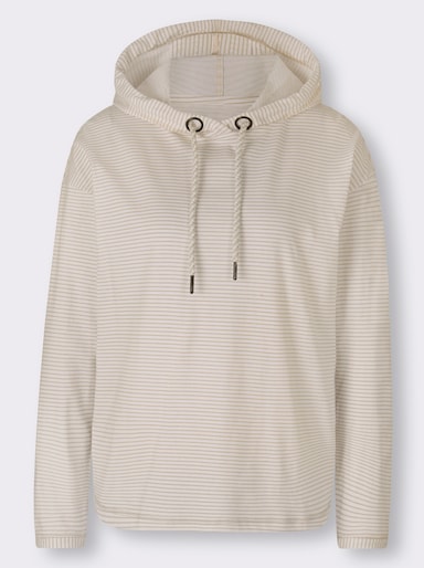 heine Kapuzenshirt - sand-weiß-bedruckt