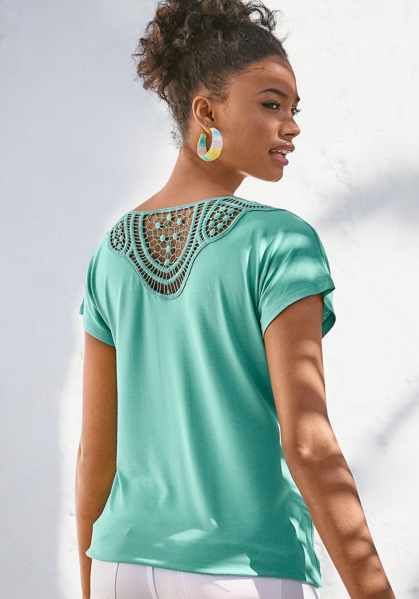 Vivance Kurzarmshirt - mint, creme