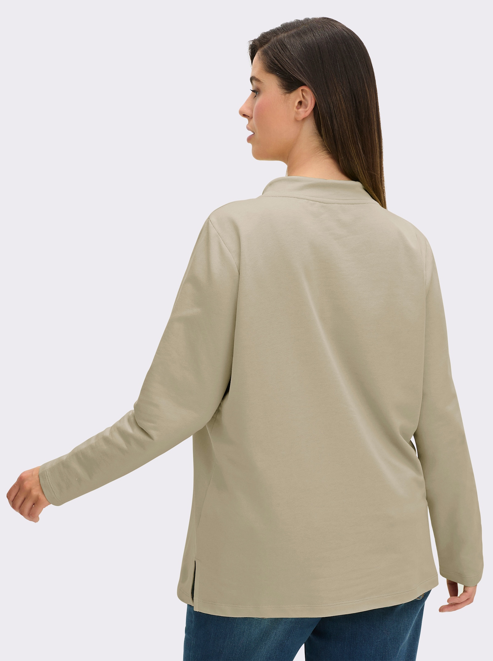 Sweatshirt mit geprägten Herzen - sand